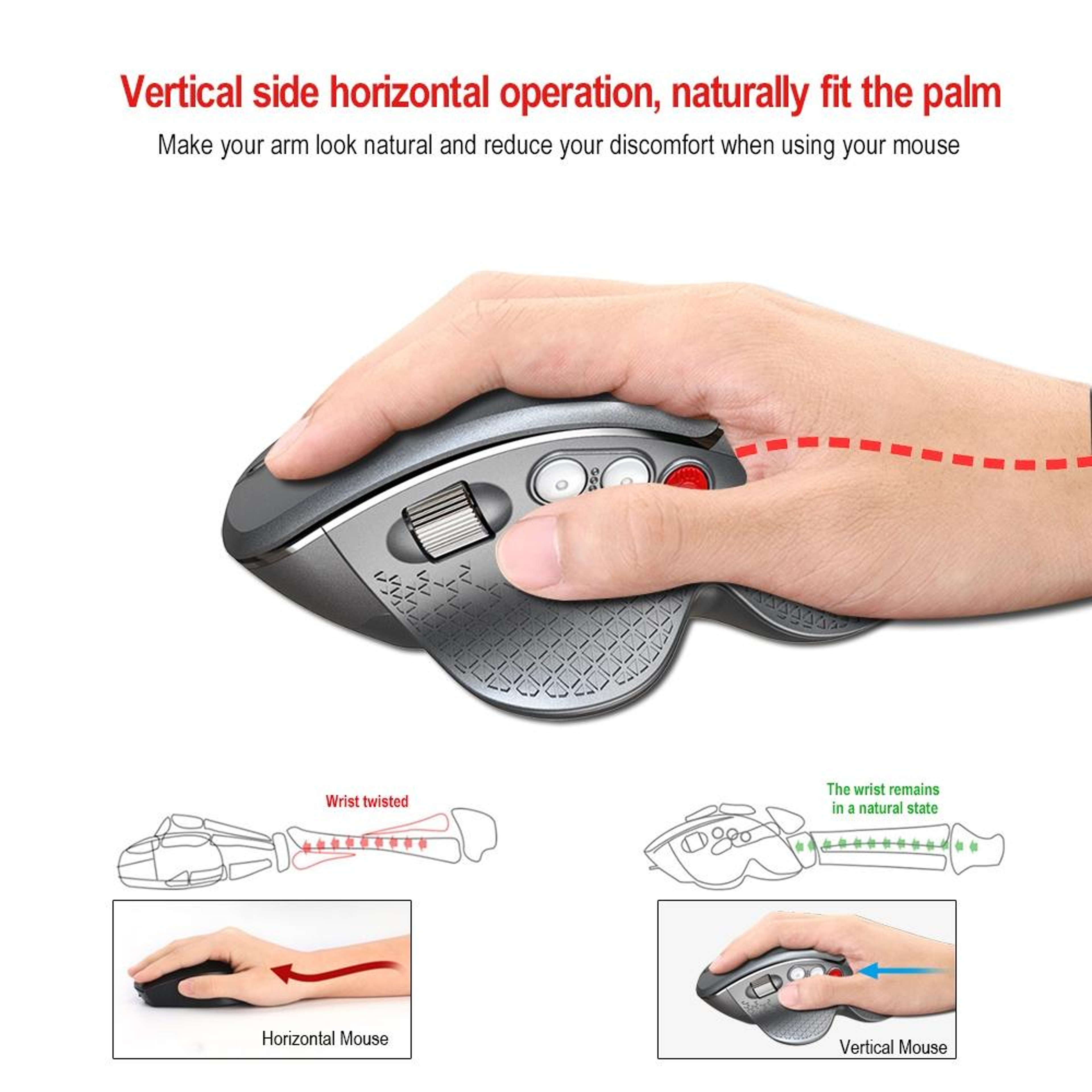 2.4GHz Wireless Vertical Mouse with 4-Level Adjustable DPI – view 4