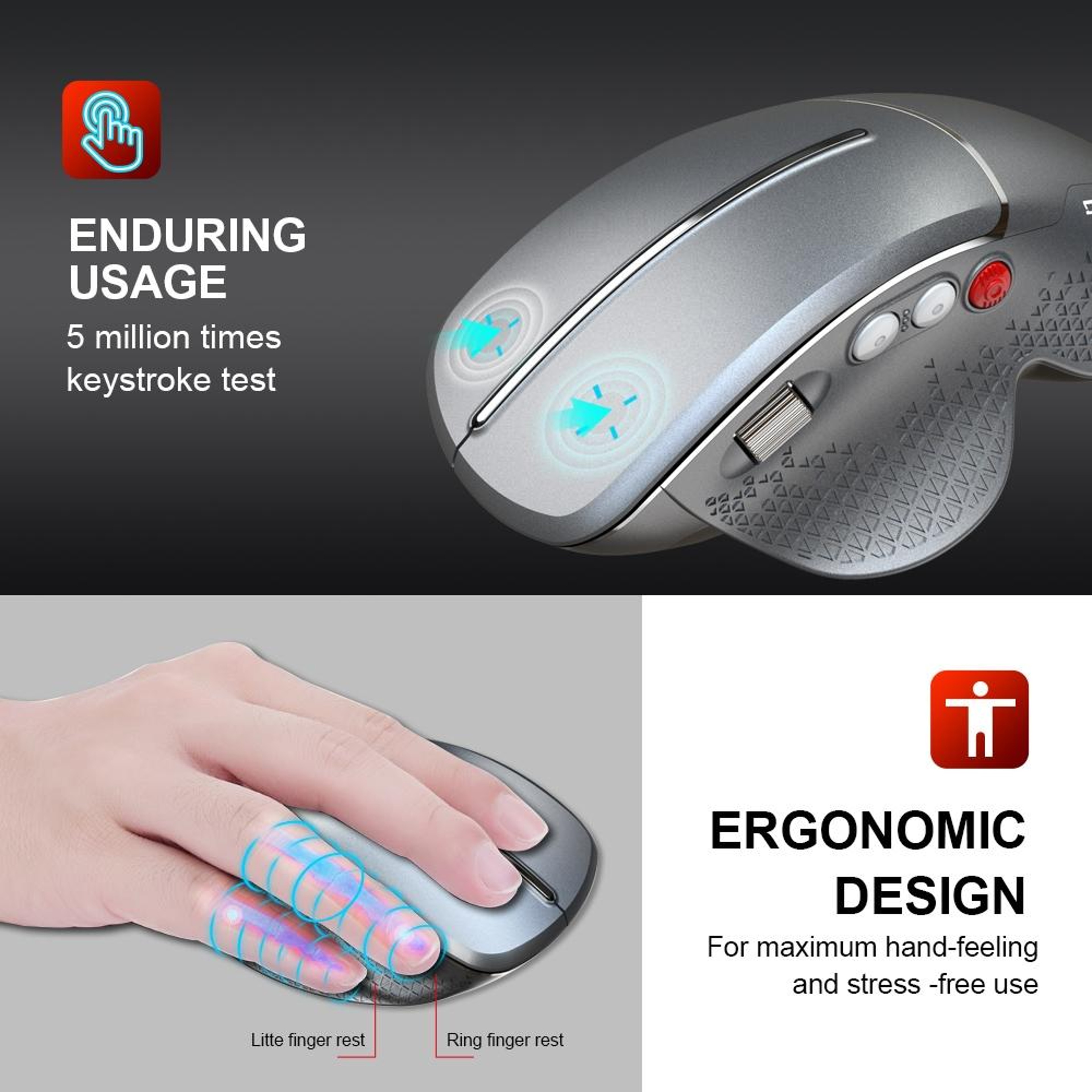 2.4GHz Wireless Vertical Mouse with 4-Level Adjustable DPI – view 5