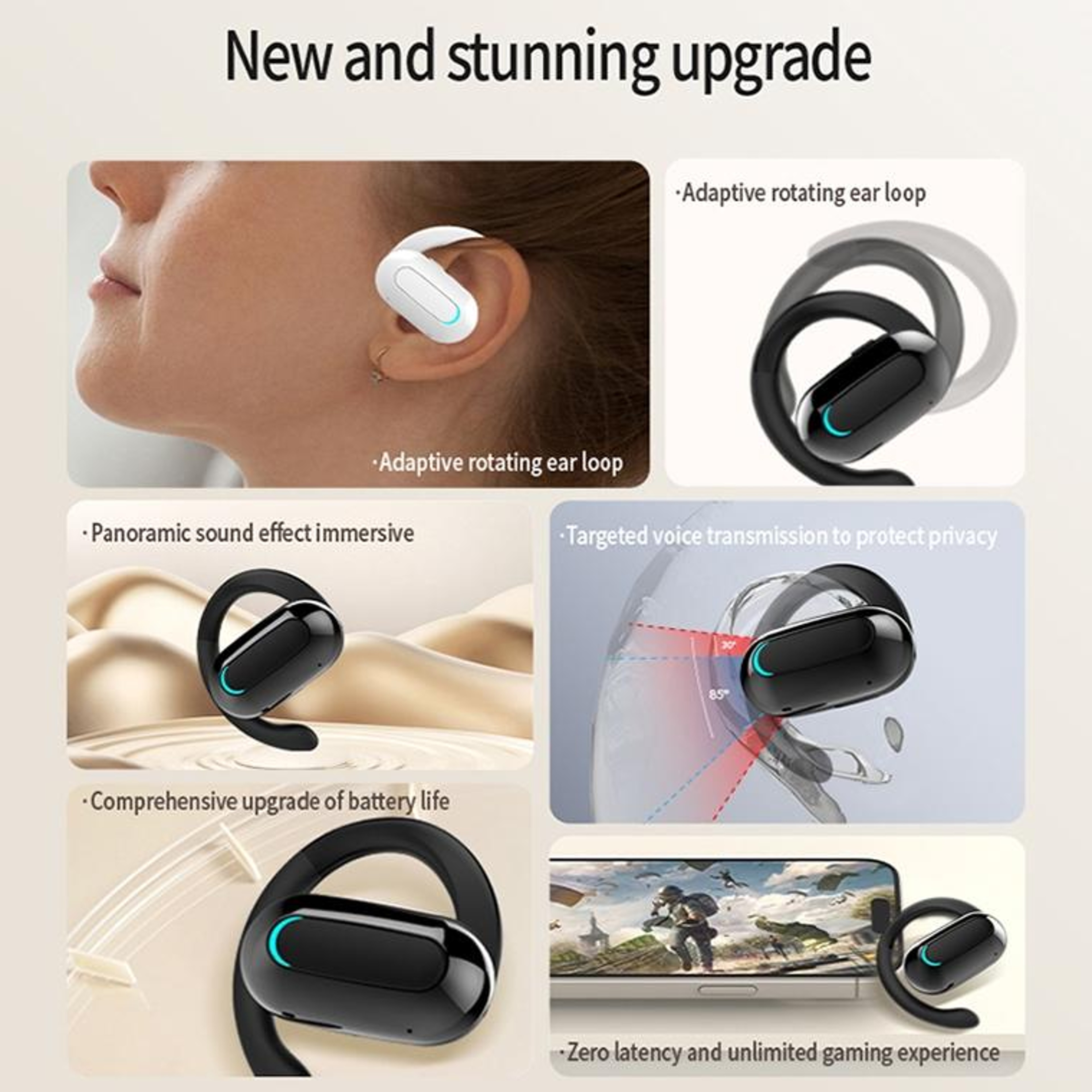 Rotatable Open Ear ENC Noise Reduction Bluetooth Sports Earphones – view 3