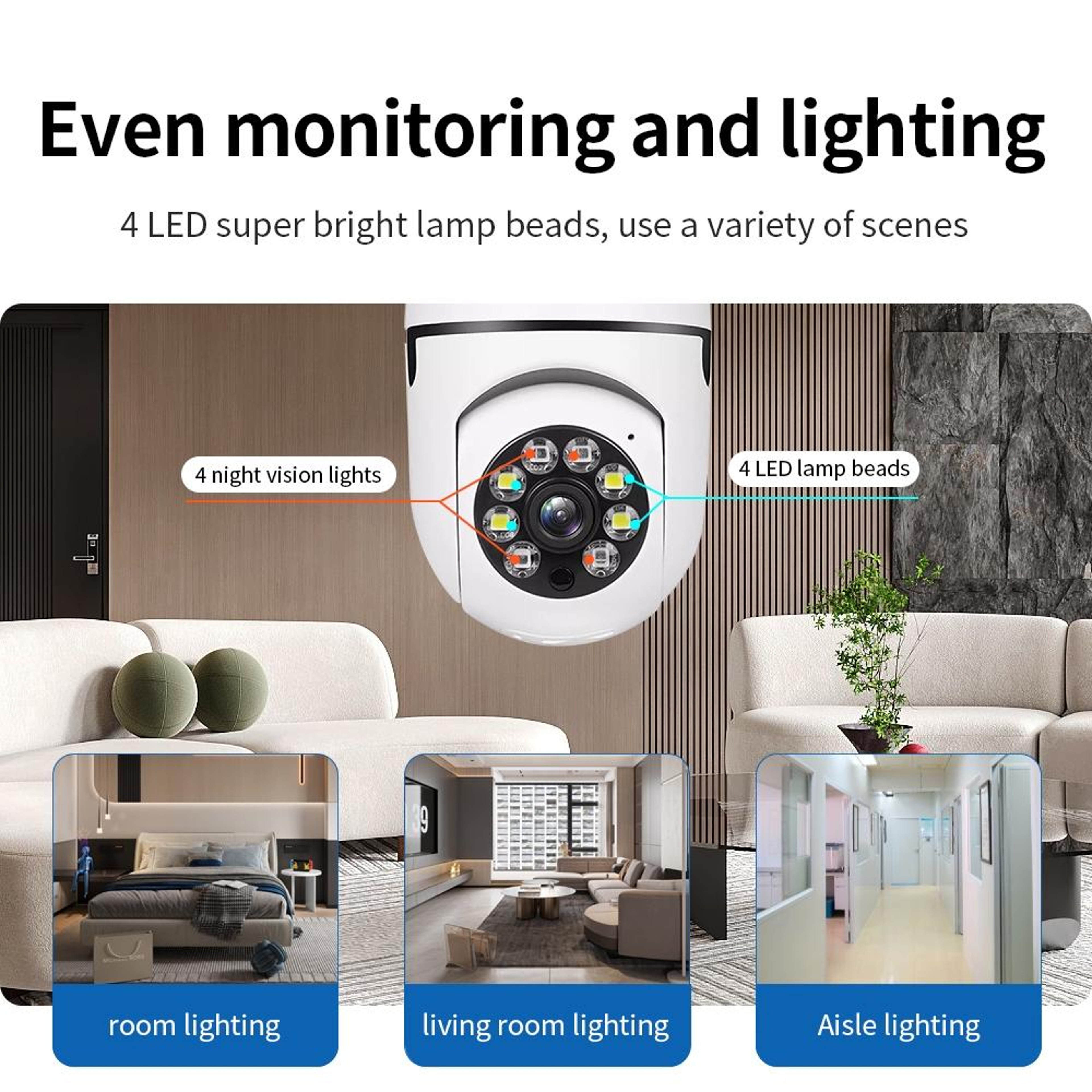A6 2MP HD WiFi Light Bulb Security Camera with Motion Tracking and Night Vision – view 10