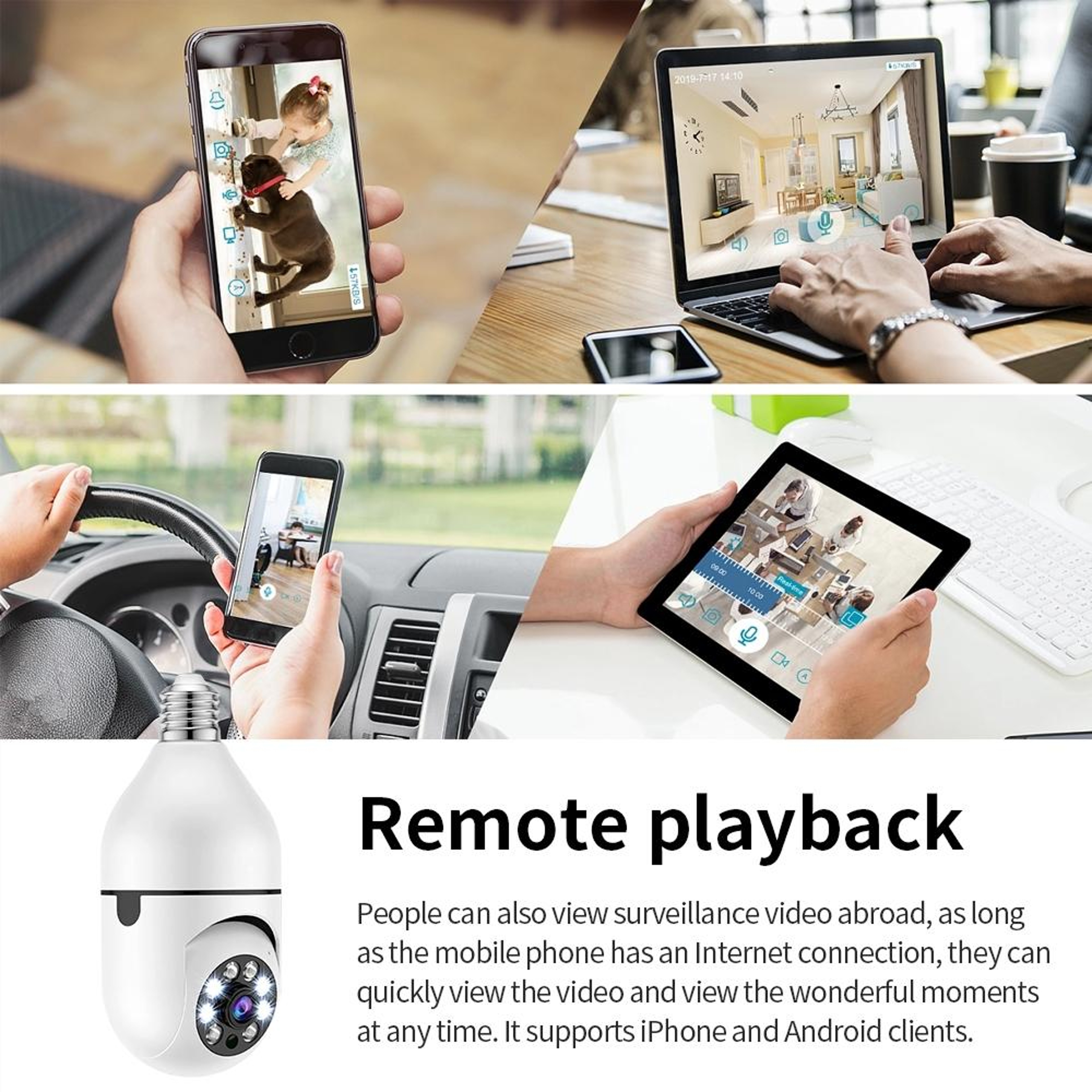 A6 2MP HD WiFi Light Bulb Security Camera with Motion Tracking and Night Vision – view 11