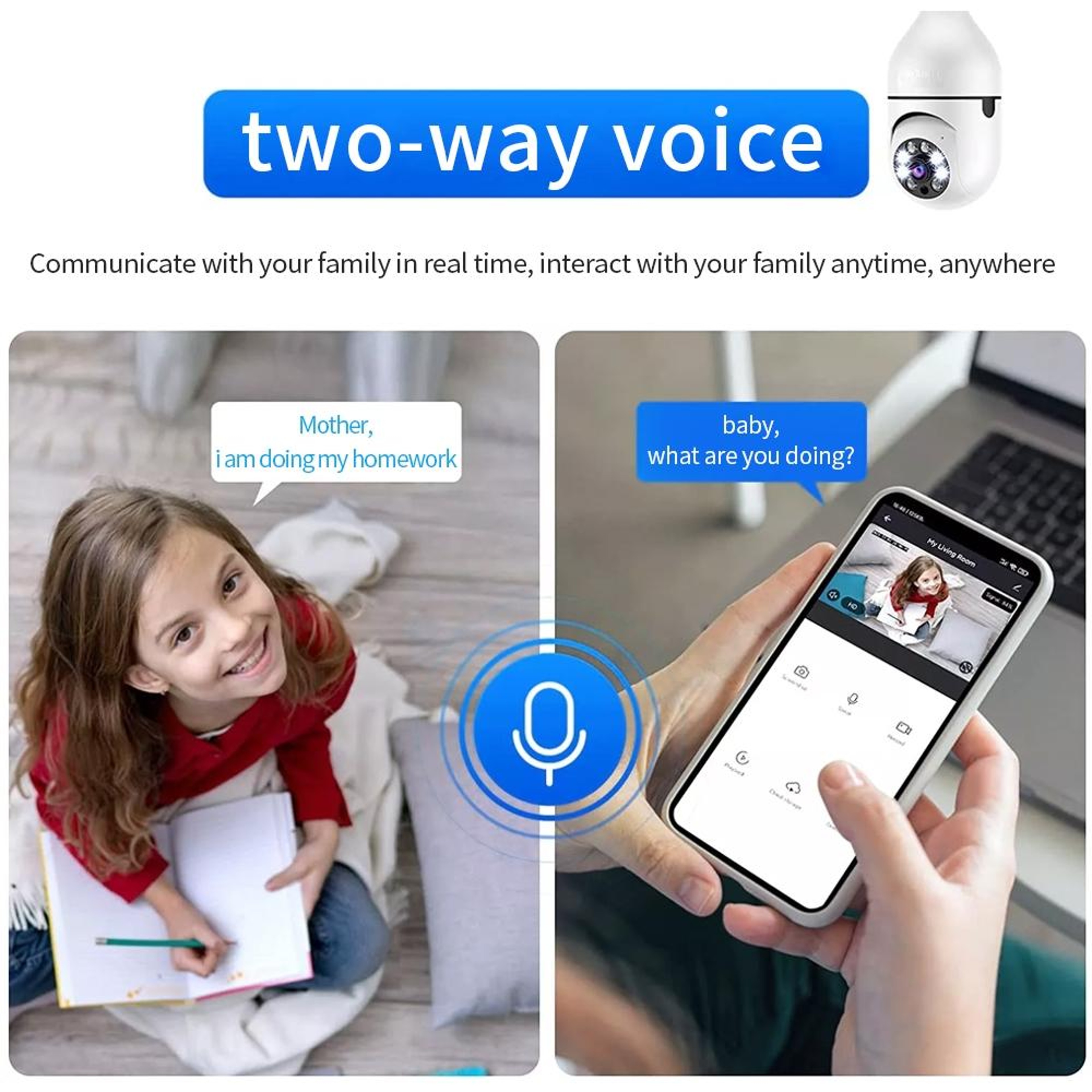 A6 2MP HD WiFi Light Bulb Security Camera with Motion Tracking and Night Vision – view 7