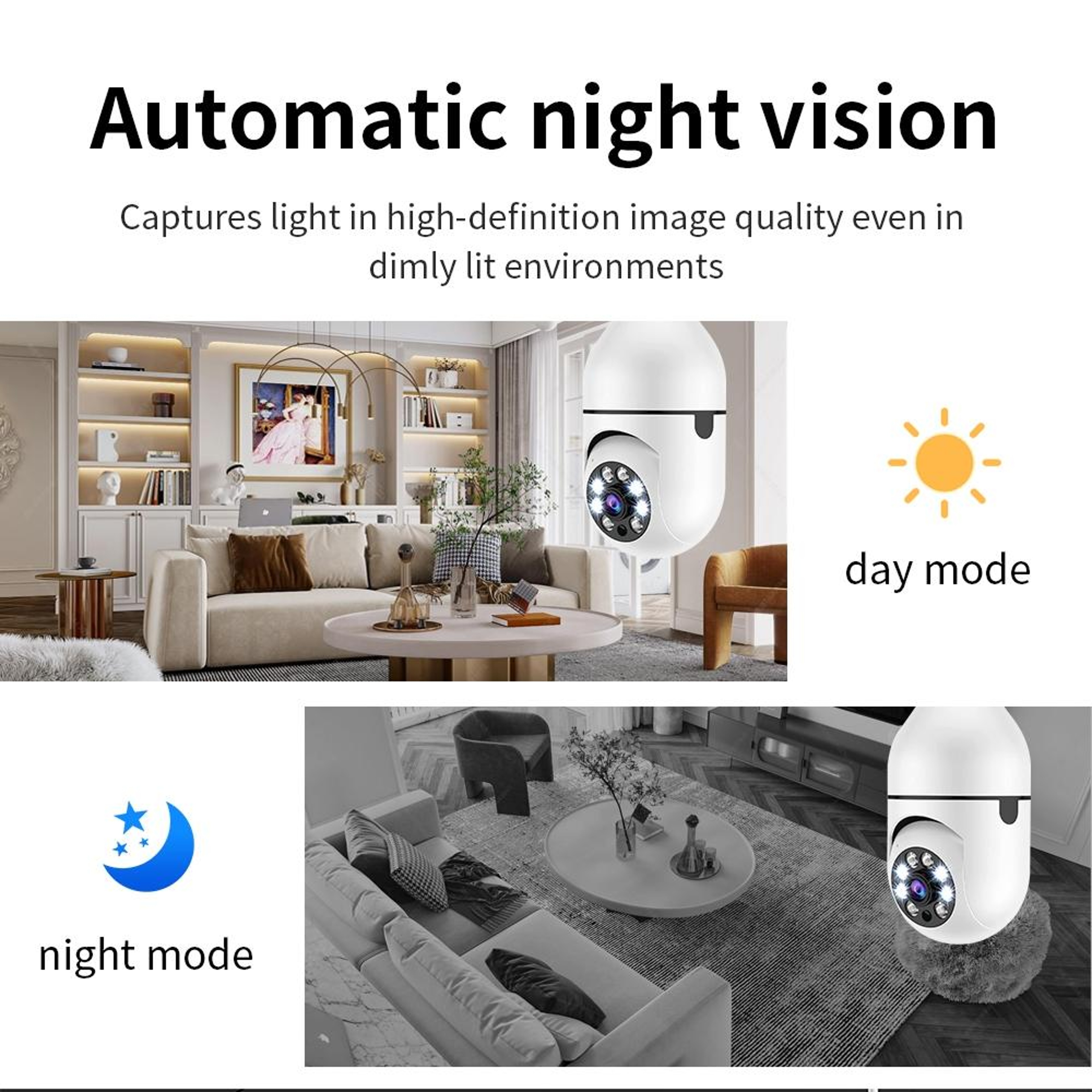 A6 2MP HD WiFi Light Bulb Security Camera with Motion Tracking and Night Vision – view 8