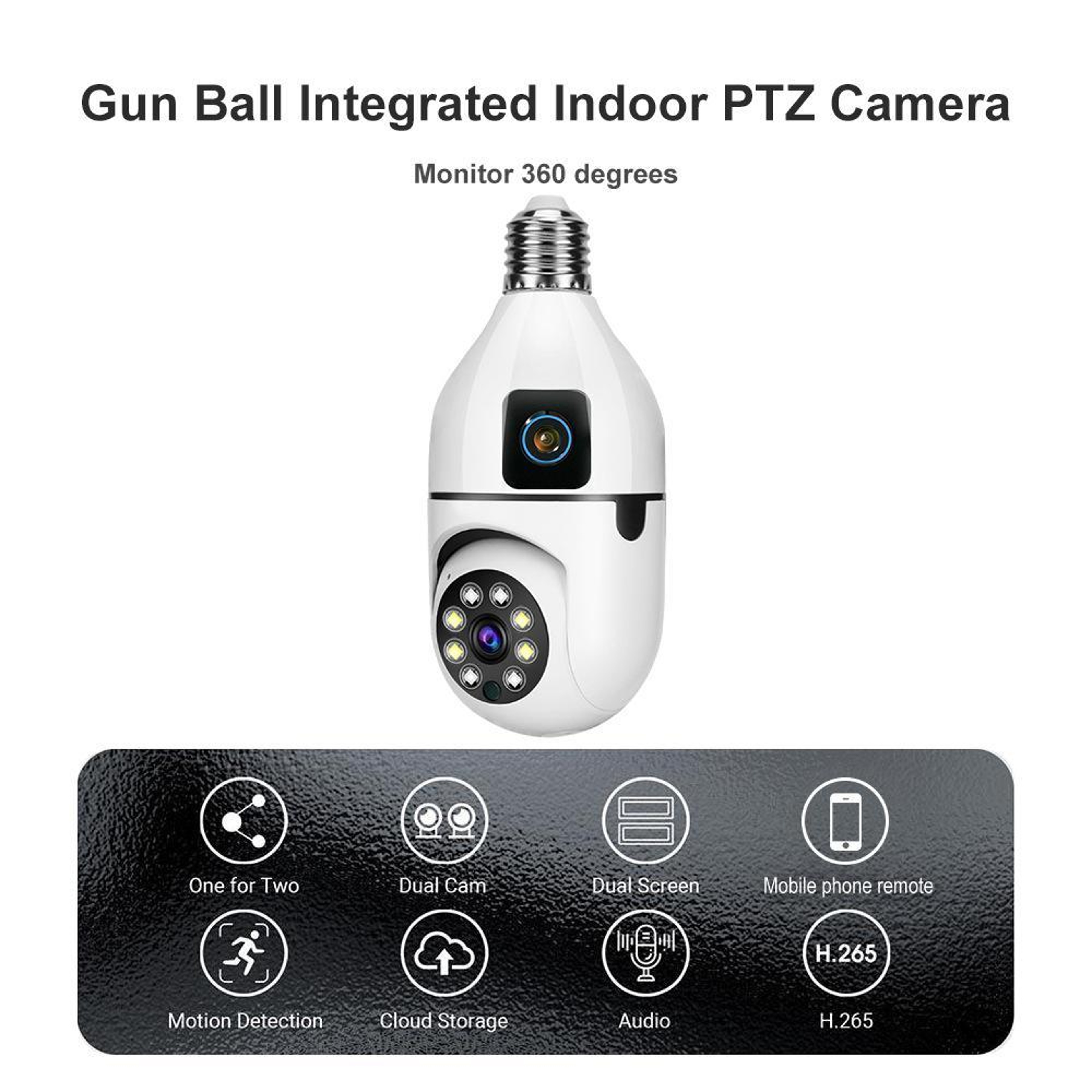 4MP Dual-Lens WiFi Light Bulb Security Camera with 360° PTZ and Night Vision – view 3