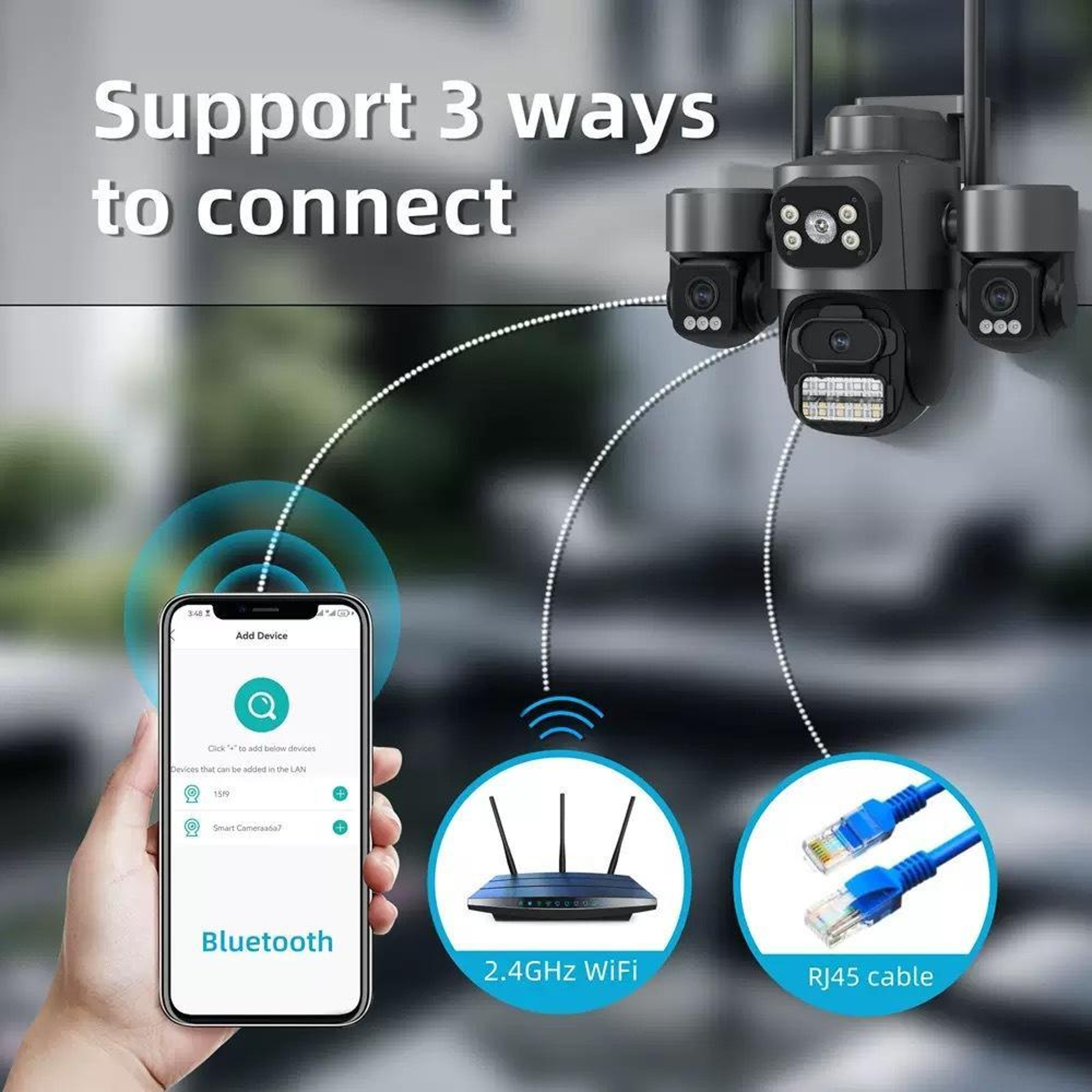 Triple-Lens 3MP WiFi Security Camera with Pan Tilt Control and Color Night Vision – view 14