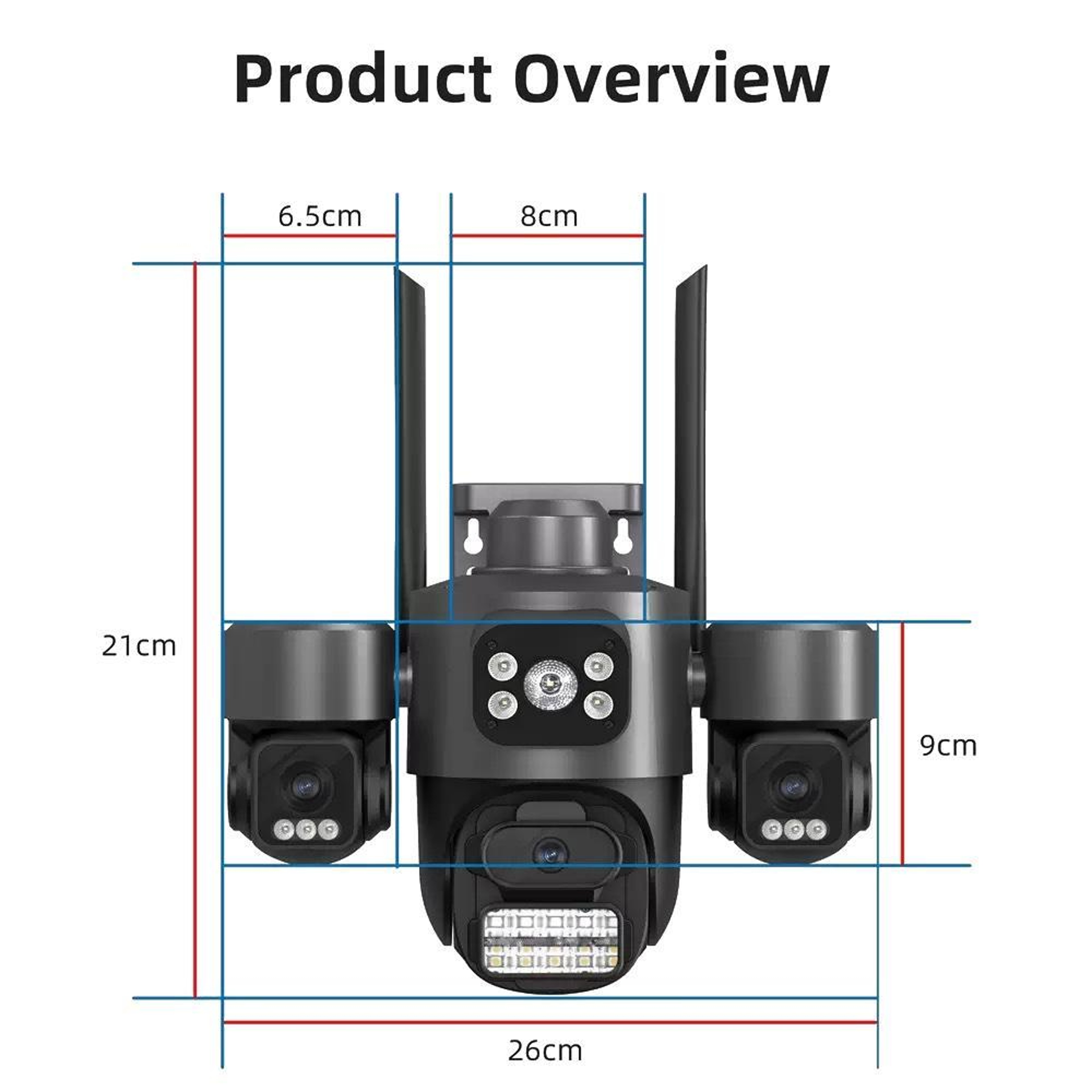 Triple-Lens 3MP WiFi Security Camera with Pan Tilt Control and Color Night Vision – view 2