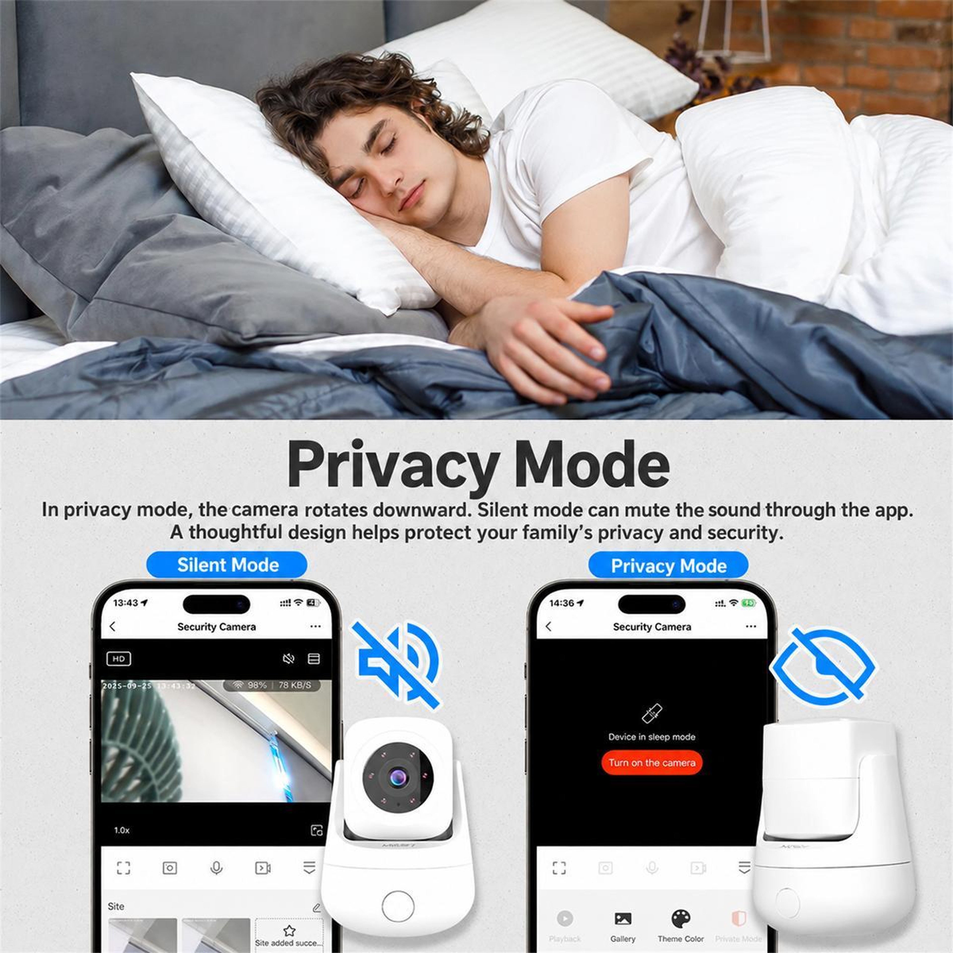 3MP WiFi Indoor Security Camera with 360° Pan Tilt Night Vision and Motion Tracking – view 3