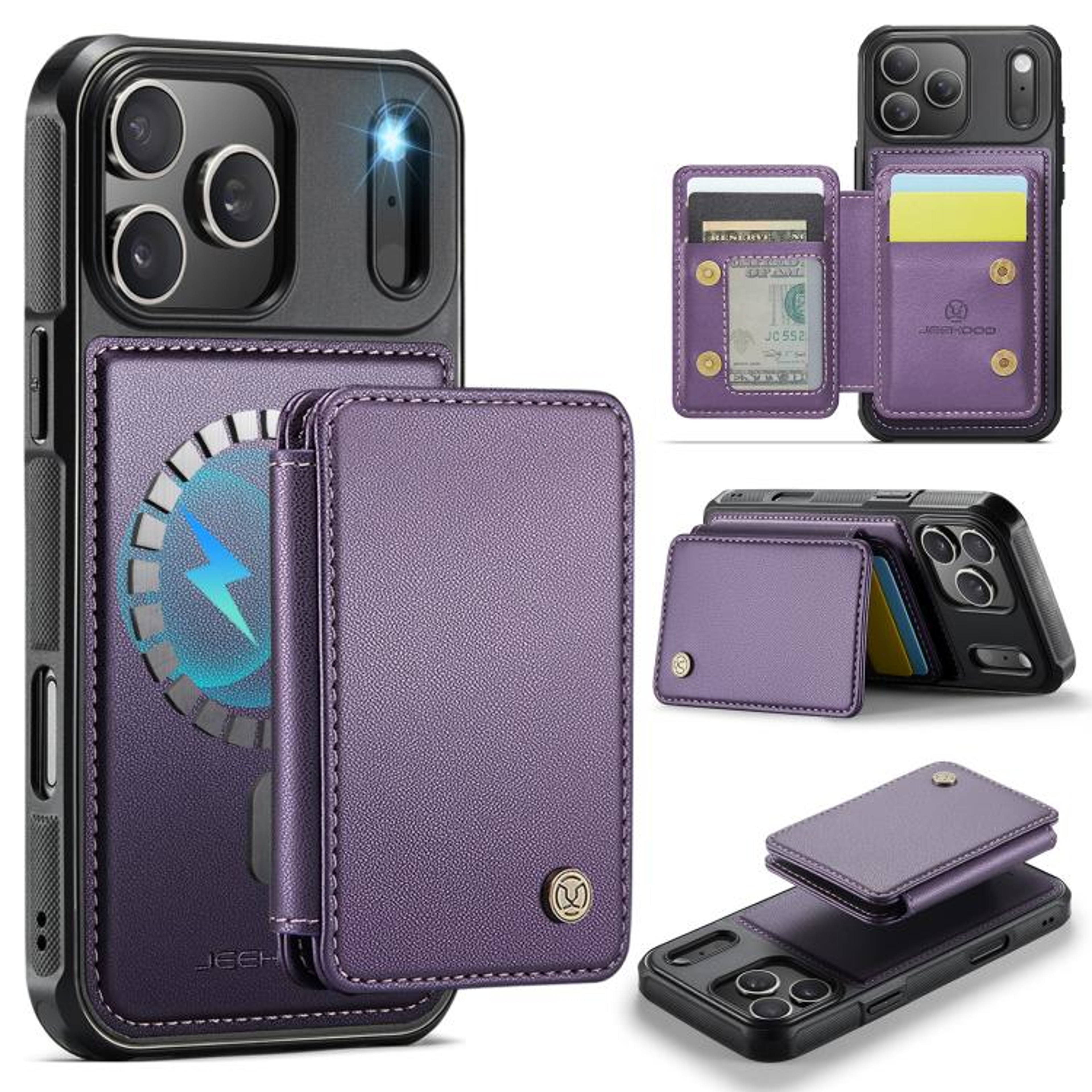 JEEHOOD J05 IPhone 18 Pro RFID Wallet Case With Detachable Magnetic Card Holder 7