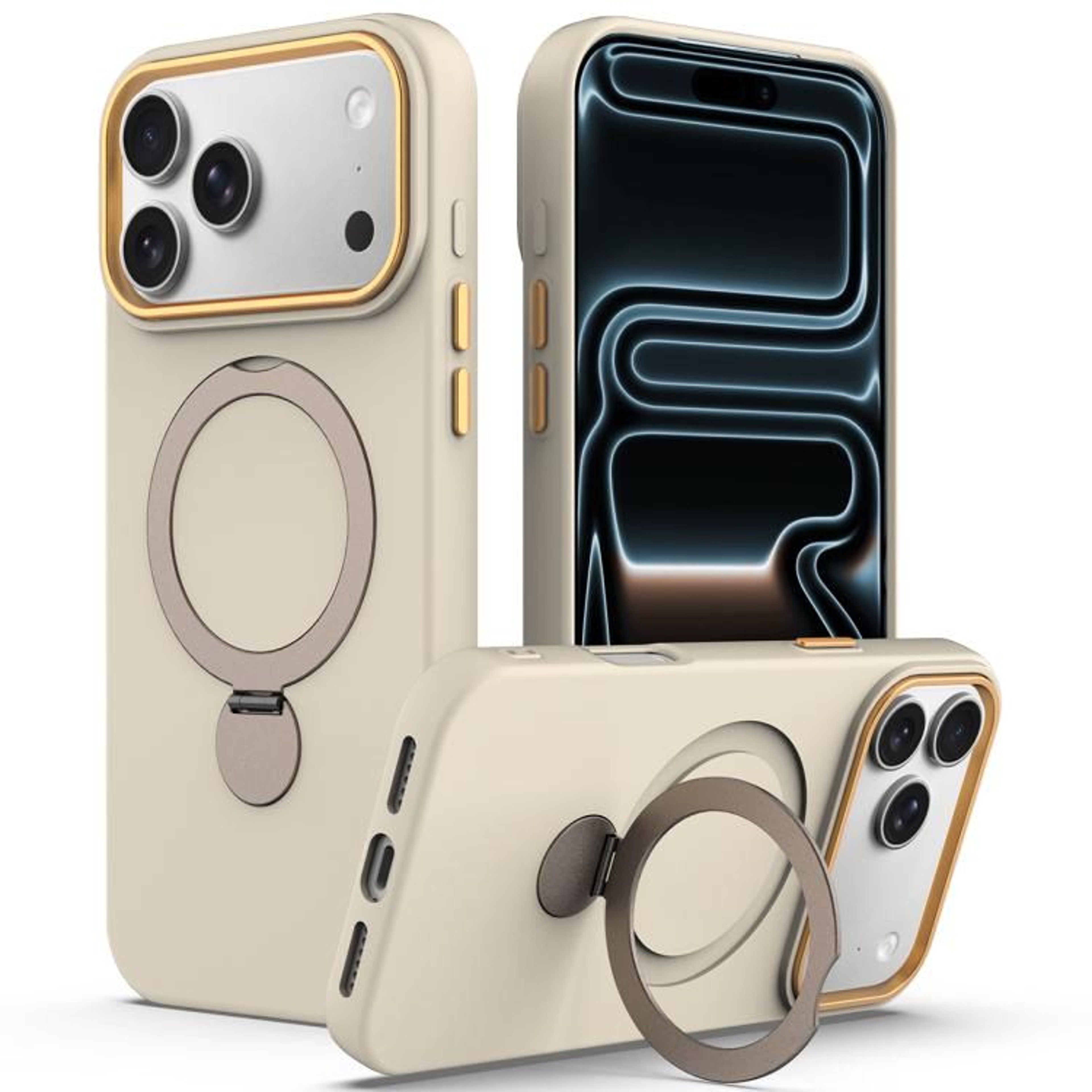 IPhone 18 Pro Max Ring Holder Case With 360 Stand Hybrid Protective Case With TPU PC Construction 10