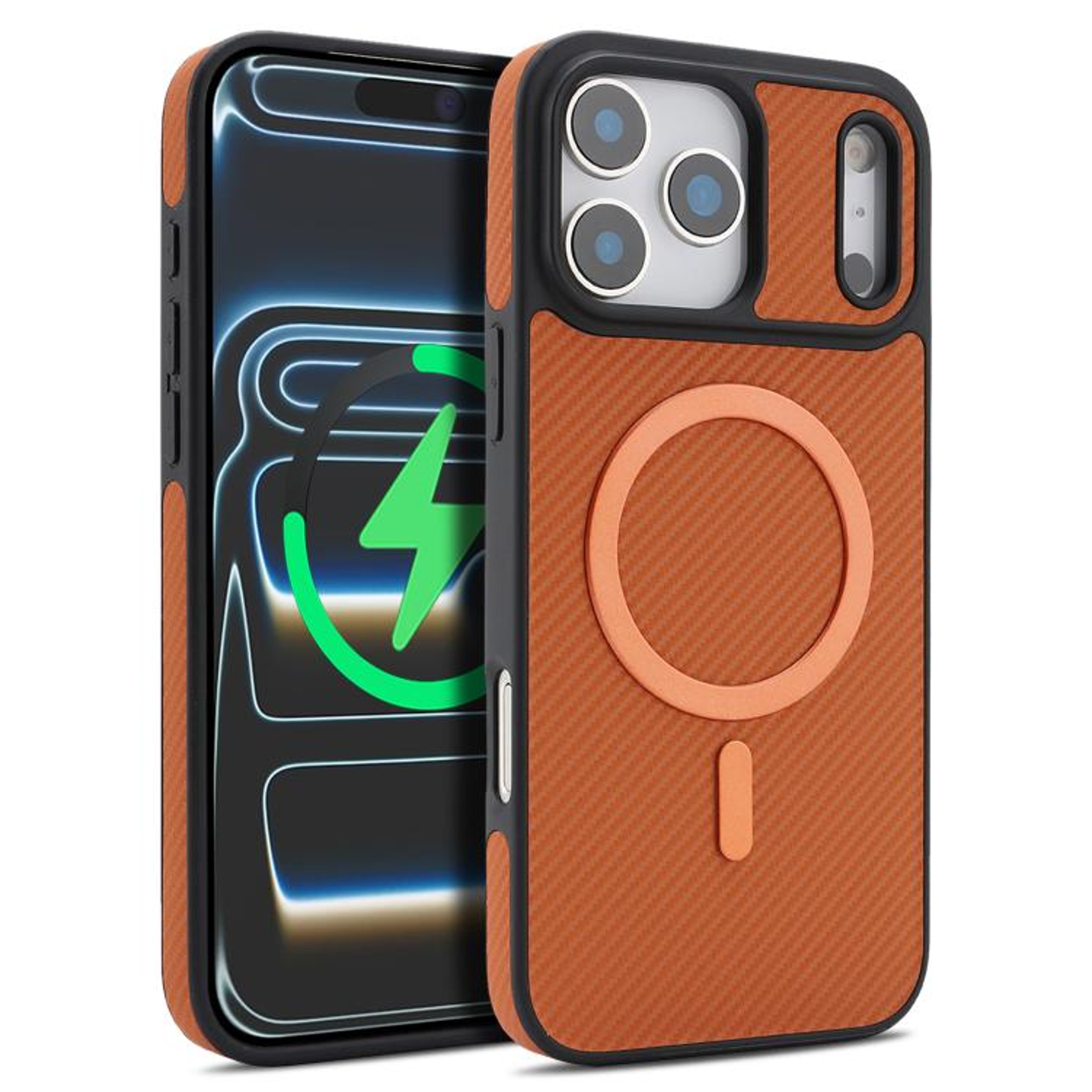 IPhone 18 Pro Case Carbon Fiber Leather MagSafe Phone Case With Camera Protection 9