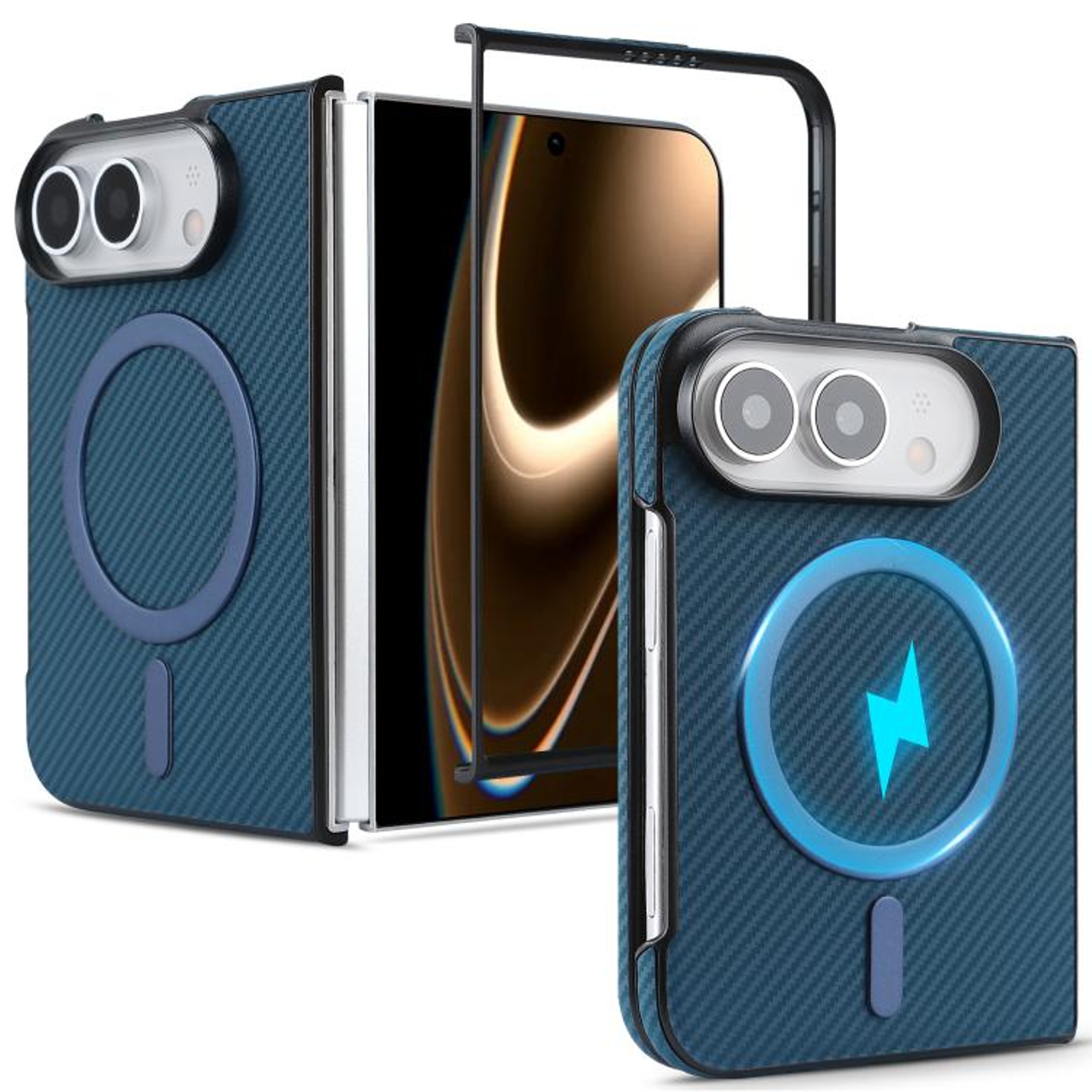 Carbon Fiber MagSafe IPhone Duo Case With Faux Leather Finish And Lens Protection 9