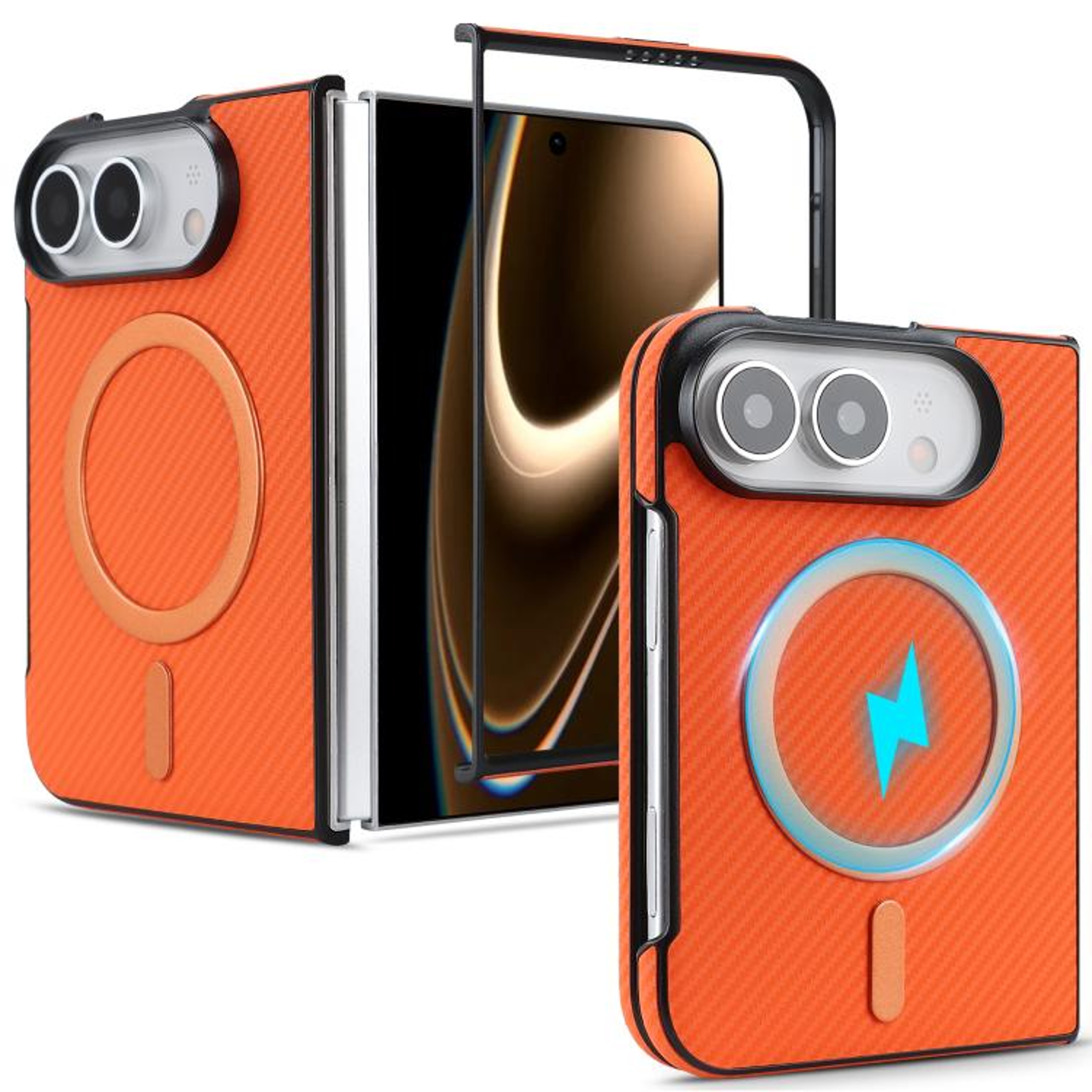 Carbon Fiber MagSafe IPhone Duo Case With Faux Leather Finish And Lens Protection 11