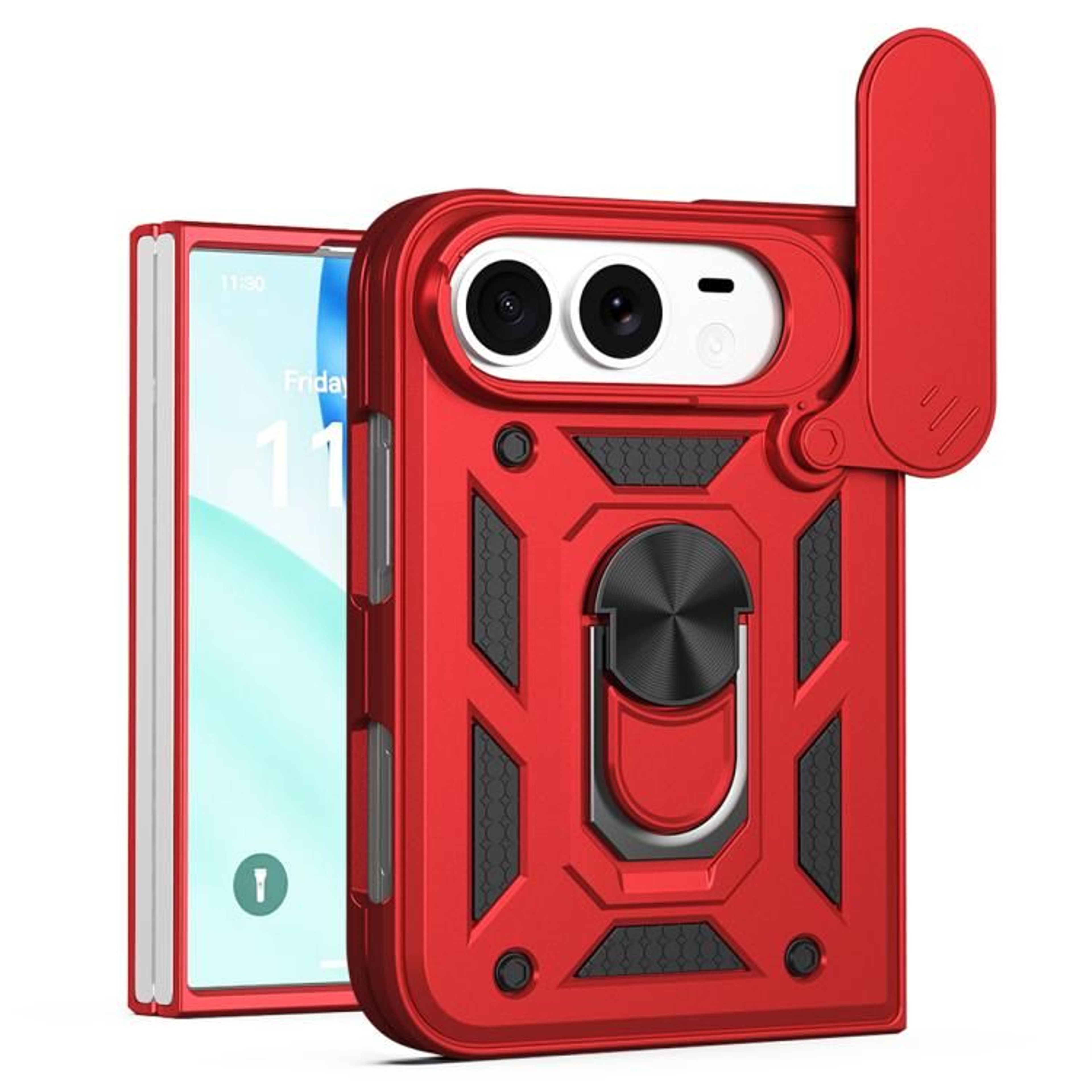 Duo Sliding Camera Cover Phone Case With Ring Stand And Magnetic Holder Compatibility 9
