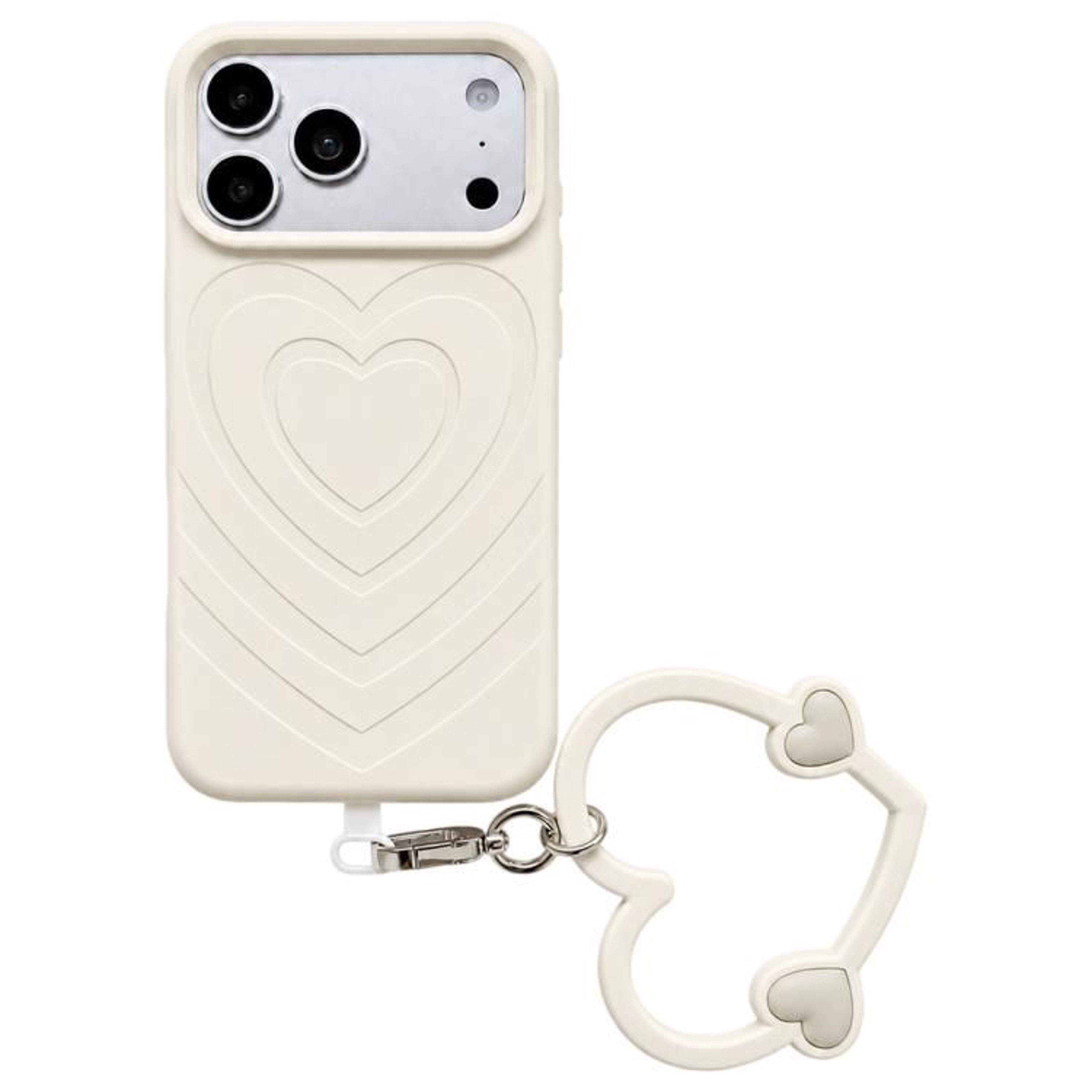 IPhone 18 Pro Liquid Silicone Heart Pattern Case With Matching Strap 8