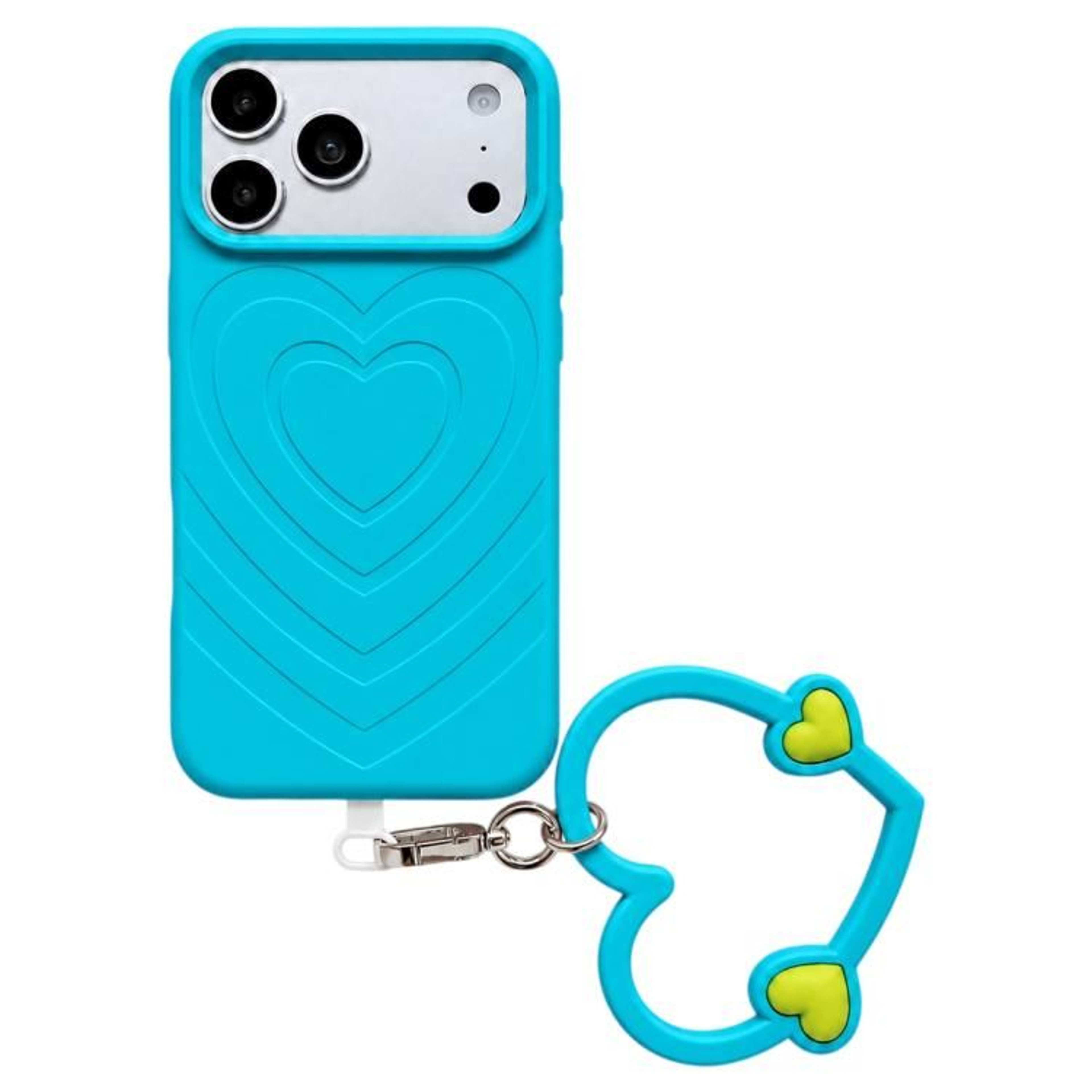IPhone 18 Pro Liquid Silicone Heart Pattern Case With Matching Strap 9