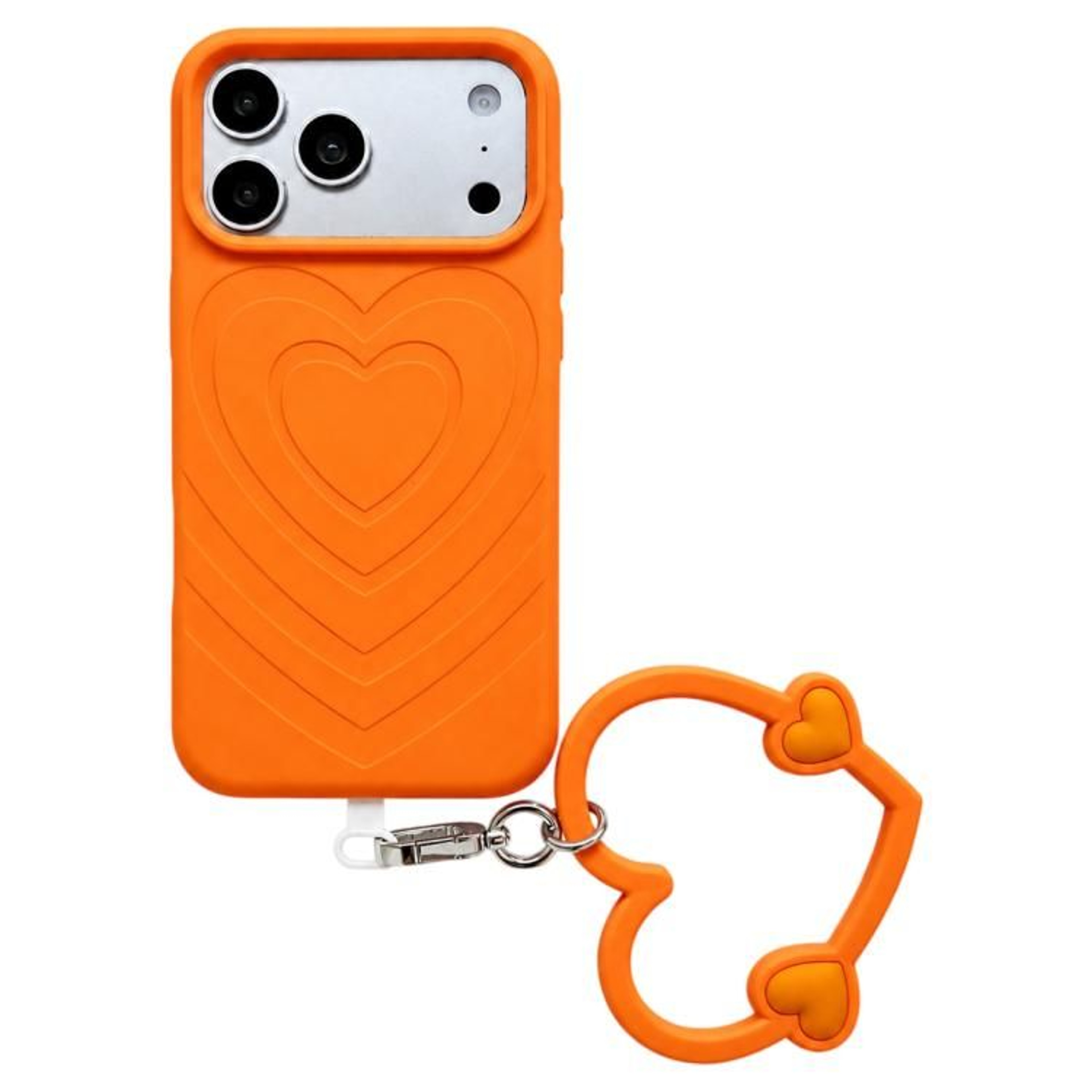 IPhone 18 Pro Liquid Silicone Heart Pattern Case With Matching Strap 7