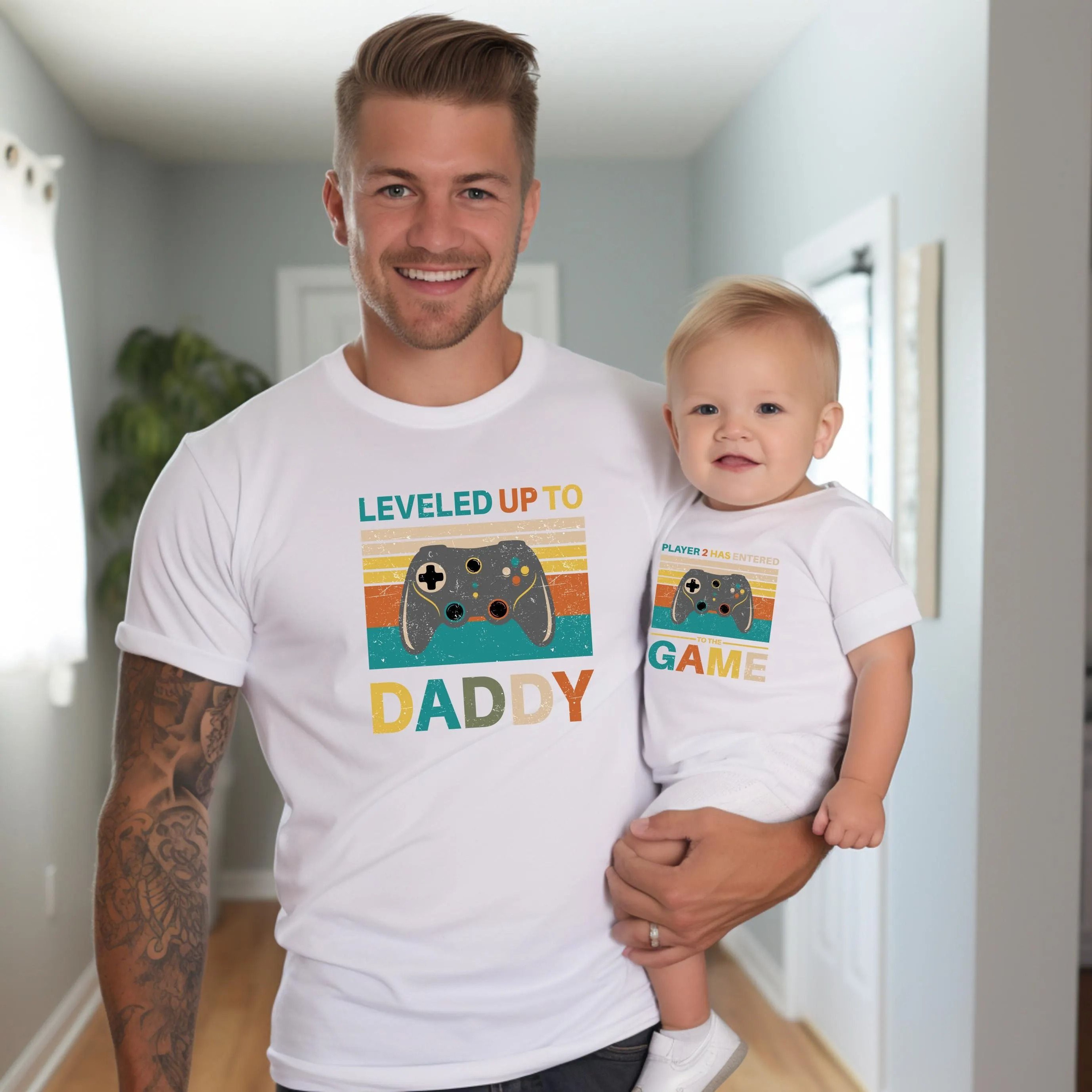 Matching Daddy And Baby Gamer Shirts Leveled Up To Daddy Shirt Player 2 Has Entered The Game Bodysu 1