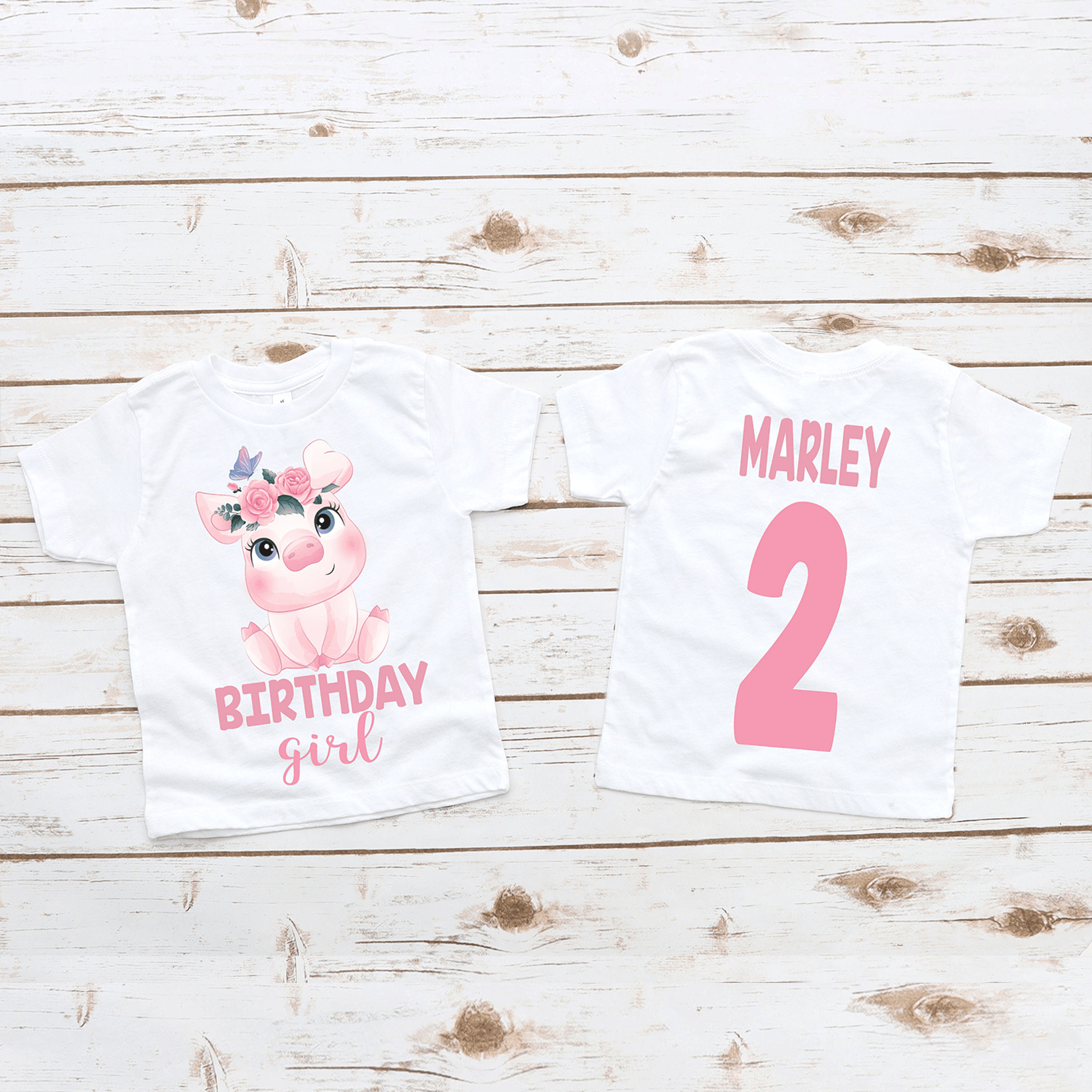 Pig Birthday Shirt Cute Pig Birthday Girl Shirt Pig Flower Birthday Tee Farm Animal Birthday Shirt  2