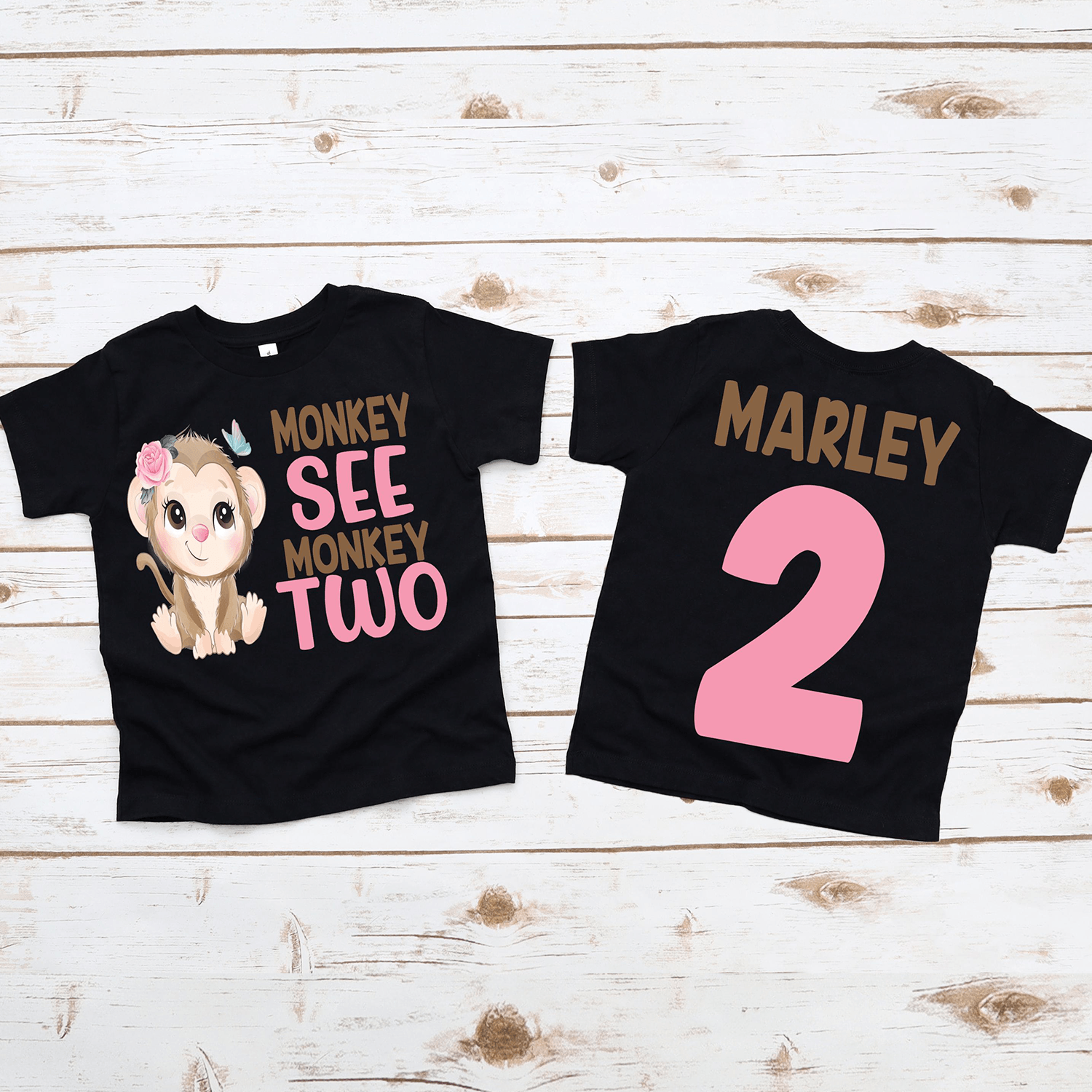 Monkey Birthday Shirt Monkey Birthday Girl Shirt Personalized Monkey Birthday Tee Jungle Birthday O 2