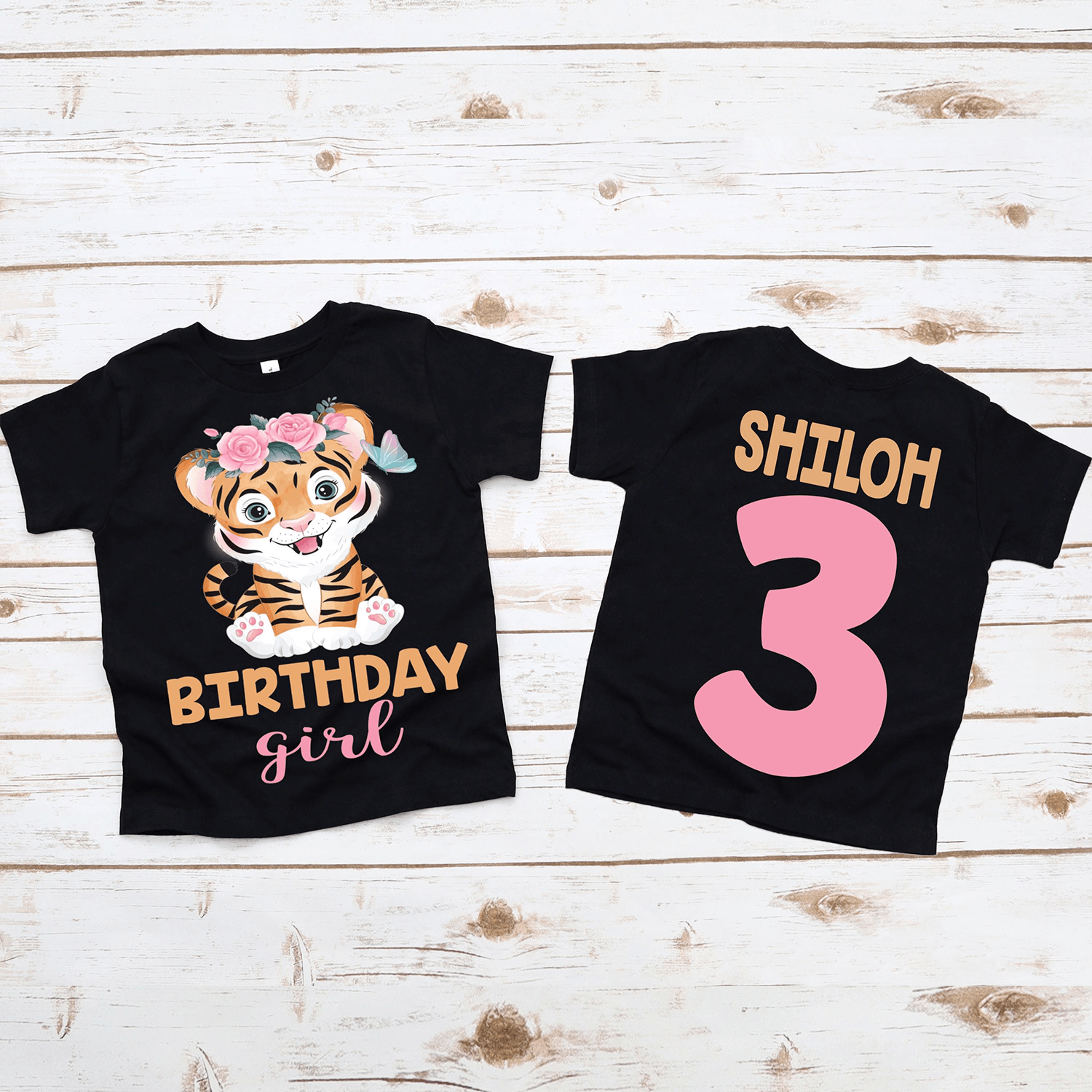 Tiger Birthday Girl Shirt Personalized Tiger Birthday Tee Jungle Birthday Outfit Safari Birthday Sh
