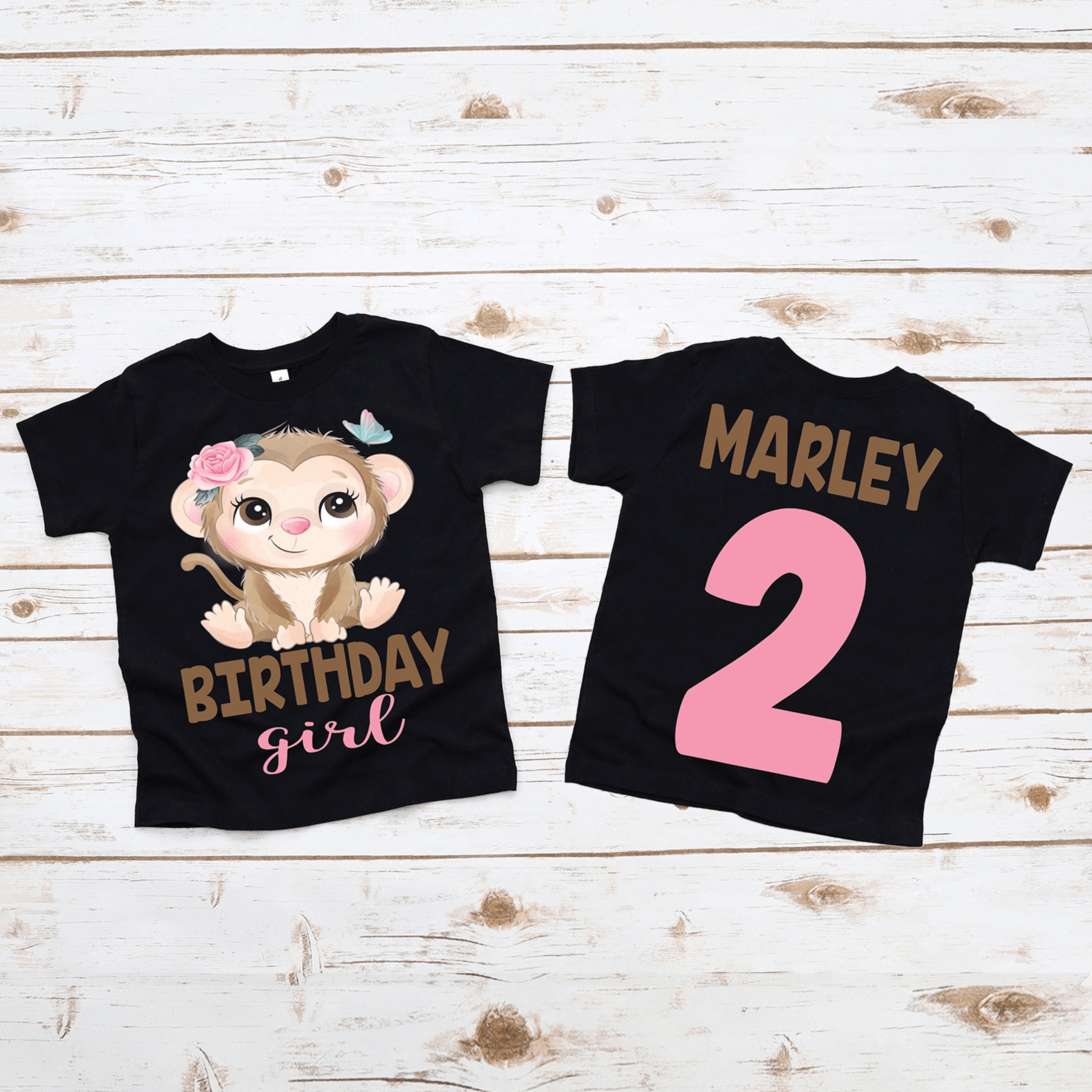 Monkey Birthday Shirt Girl Monkey Birthday Shirt Personalized Monkey Birthday Tee Jungle Birthday O 2