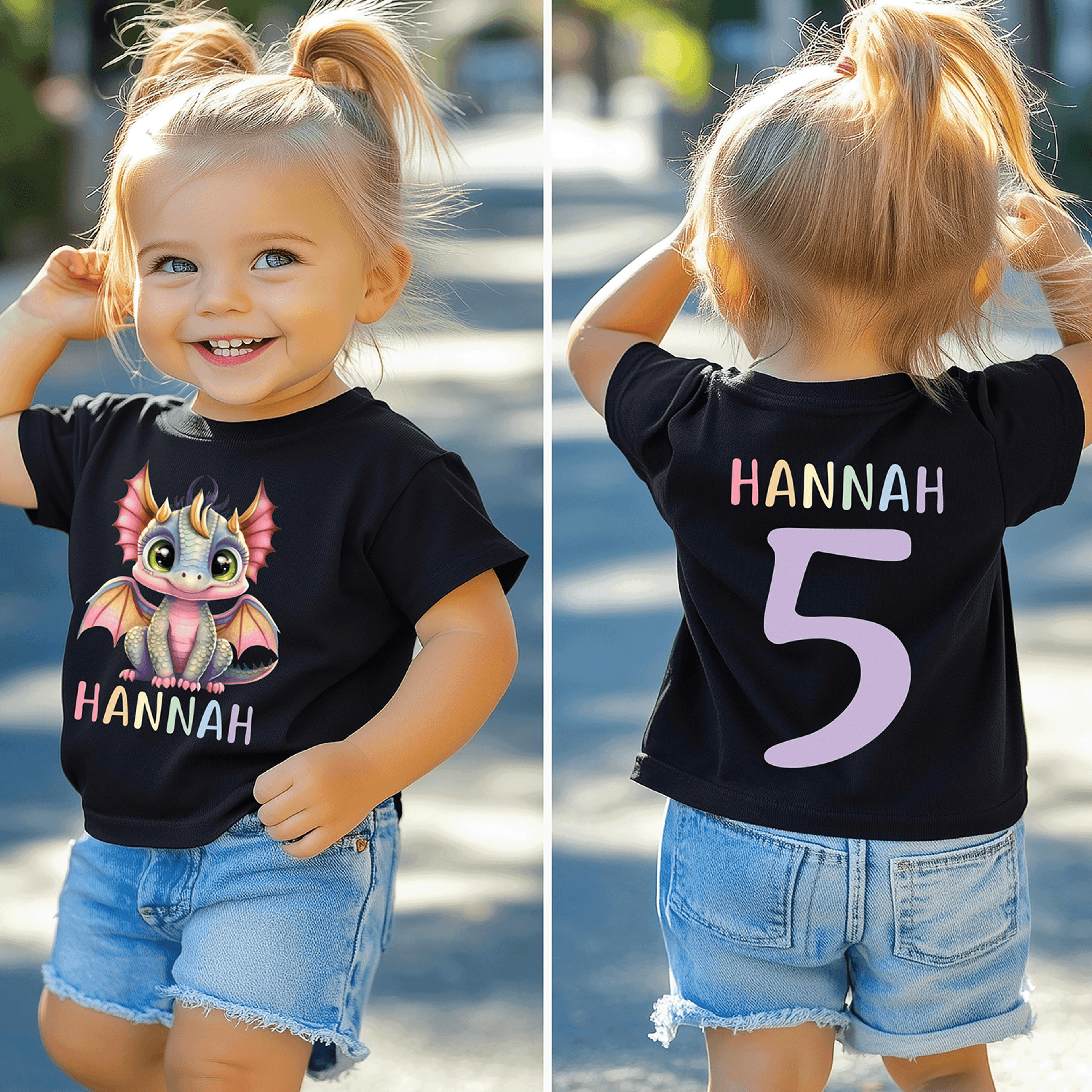 Pastel Dragon Name Shirt For Girls Personalized Dragon Birthday Shirt Custom Rainbow Dragon Tee Fan 1