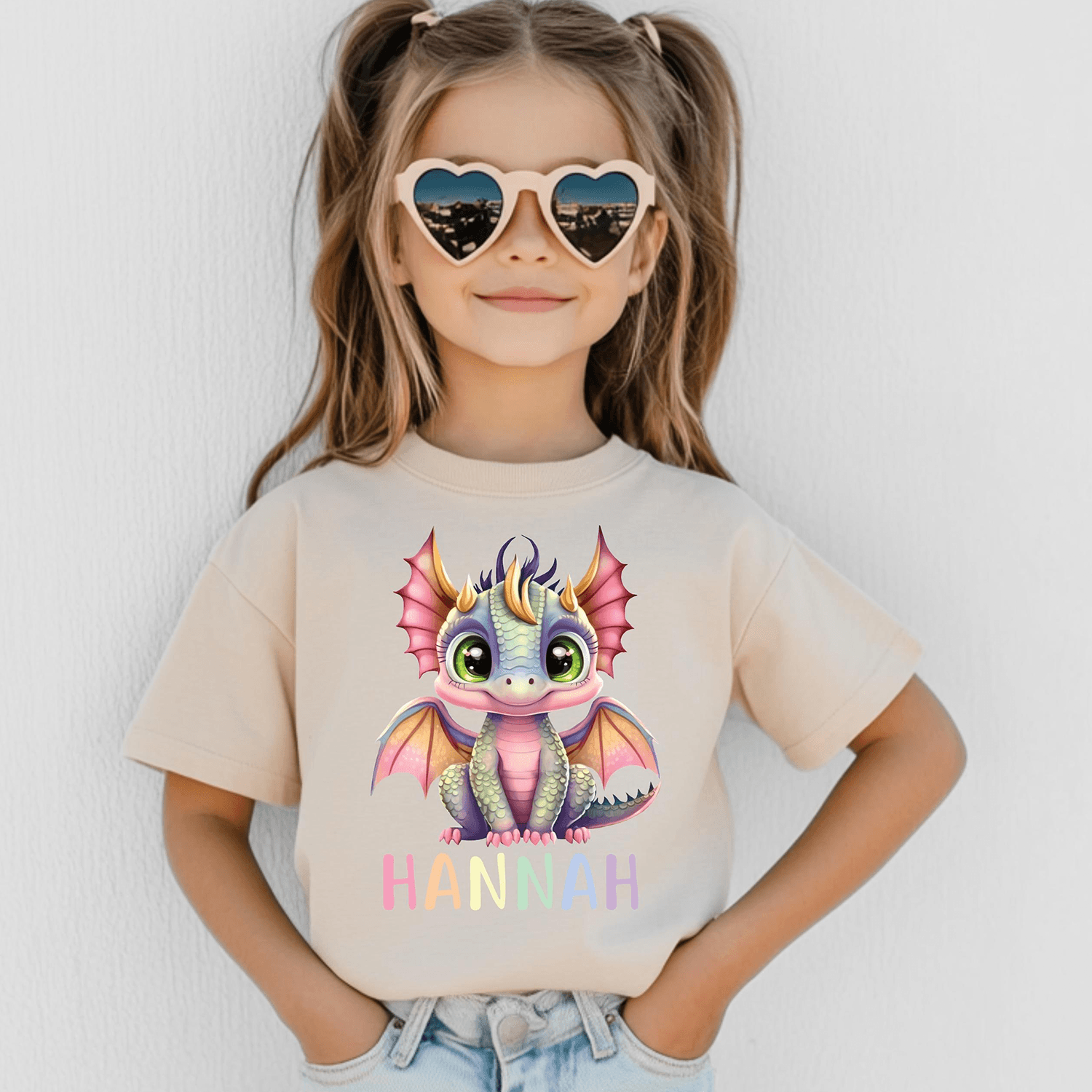 Pastel Dragon Name Shirt For Girls Personalized Dragon Birthday Shirt Custom Rainbow Dragon Tee Fan 3