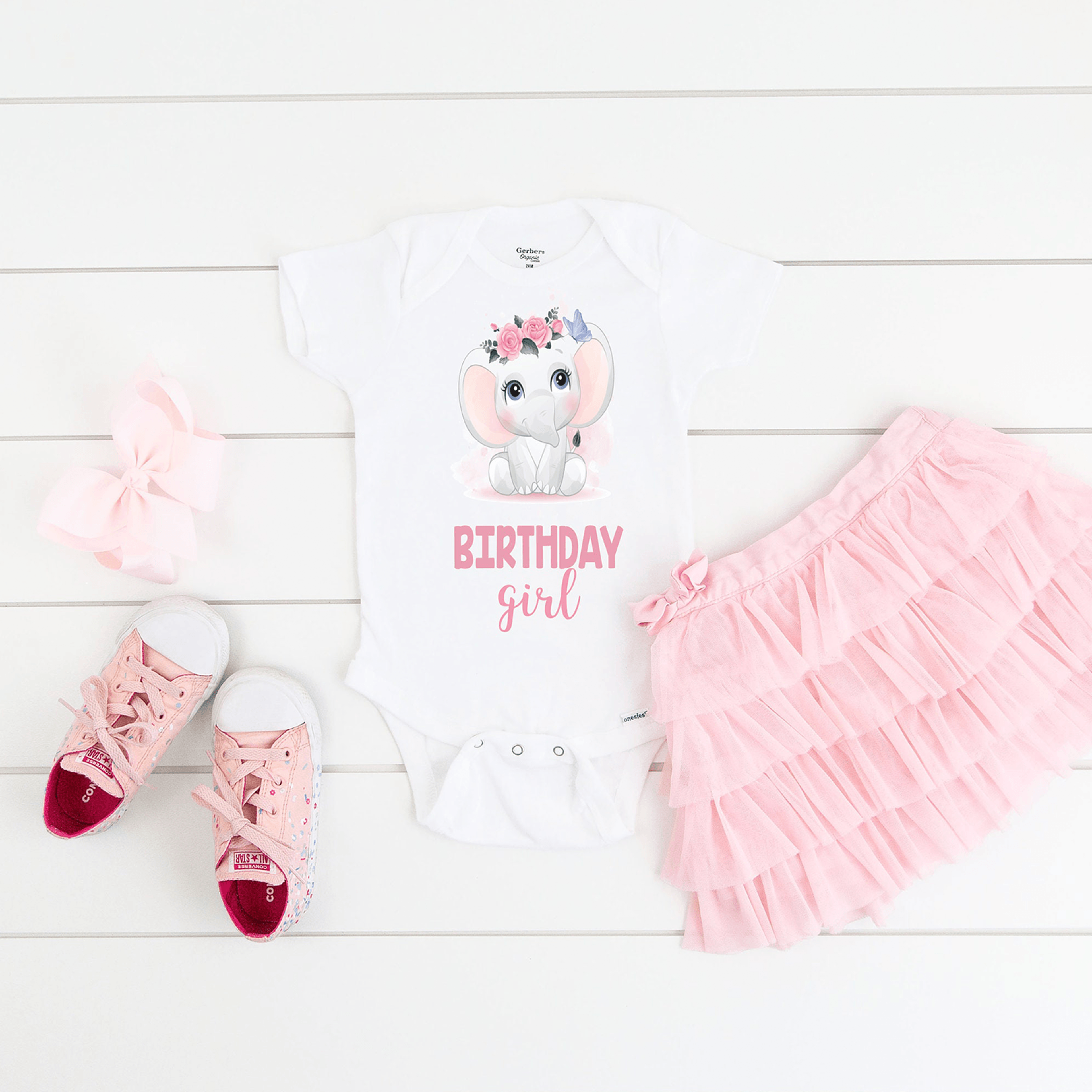 Elephant Flowers Birthday Shirt Cute Girl Elephant Birthday Shirt Personalized Elephant Birthday Te 2