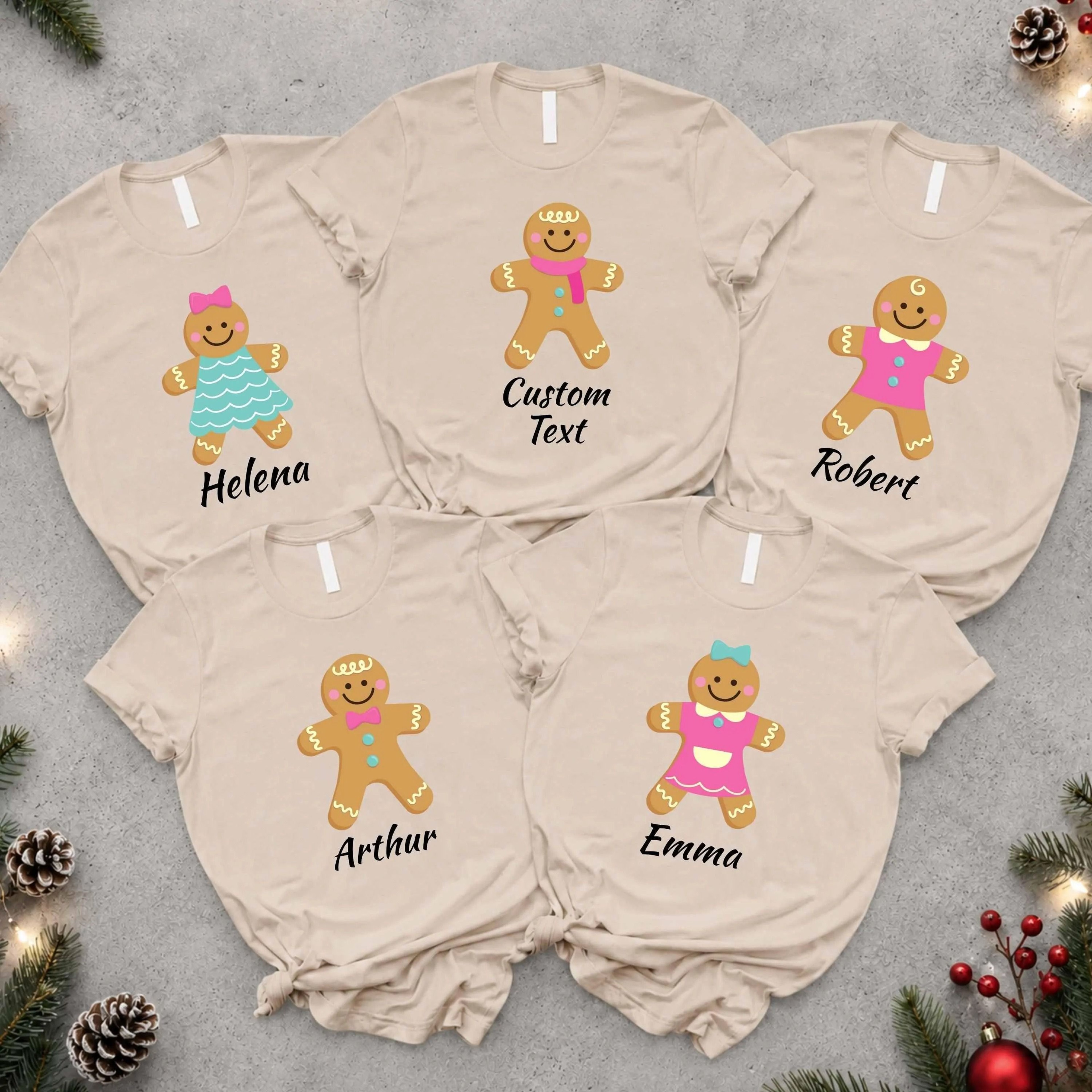 Personalized Gingerbread Family Shirts Custom Name Christmas Shirt Matching Family Christmas Tee Gi 1