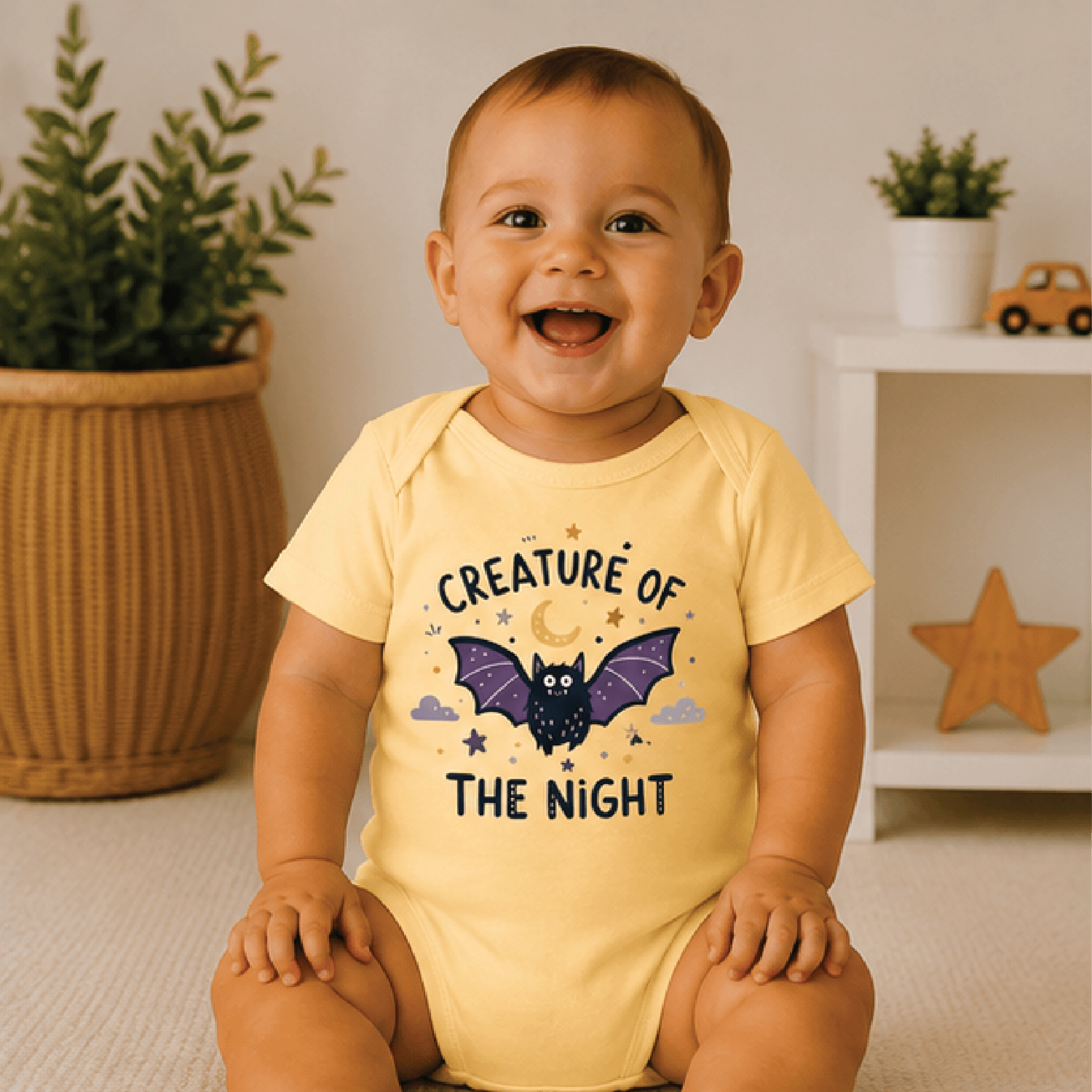 Creature Of The Night Baby Bodysuit Spooky Bat Baby Onesie Gothic Halloween Newborn Outfit Hallowee 1