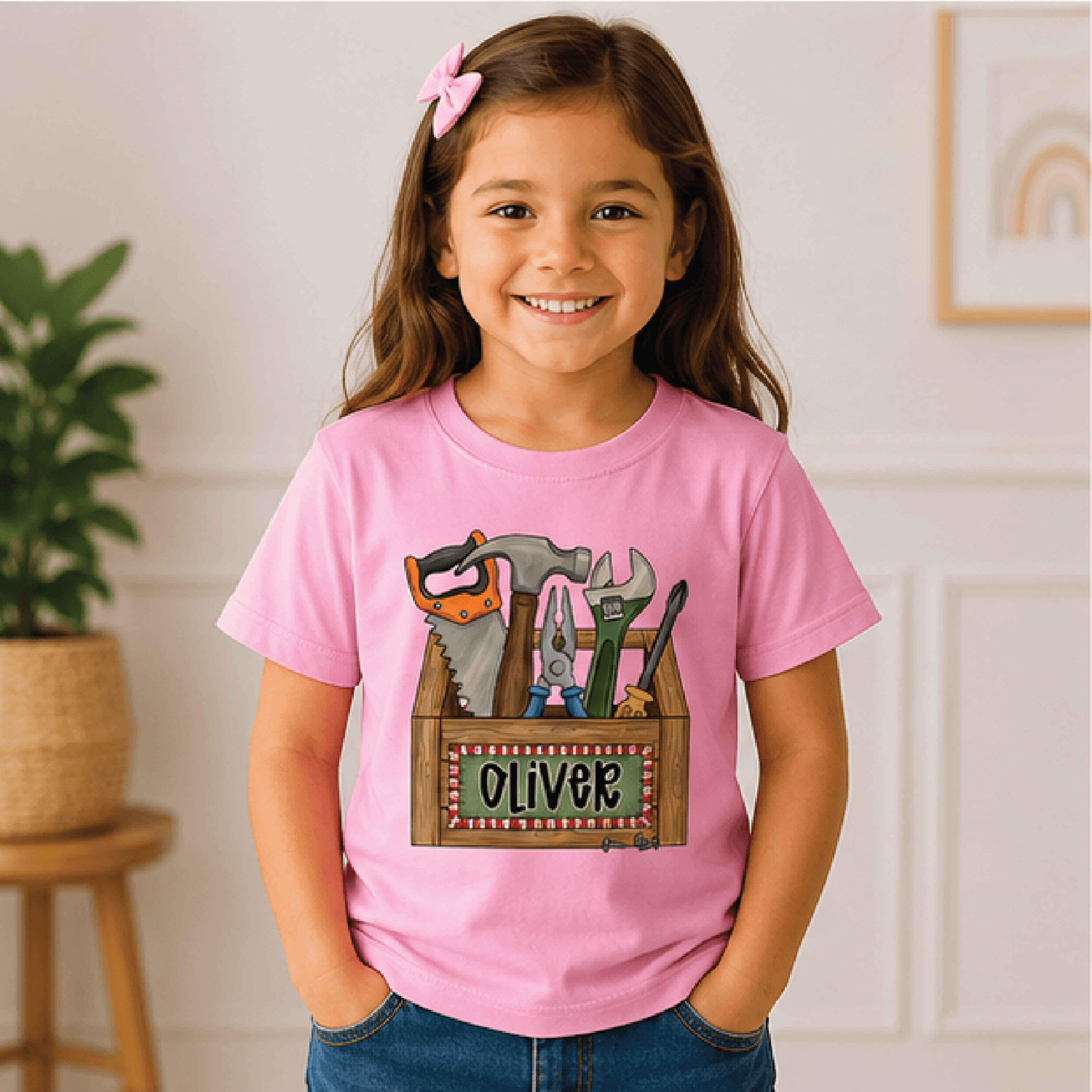 Personalized Toolbox Toddler Shirt Custom Name Tools Kids Tee Little Handyman Shirt Construction Bi 2