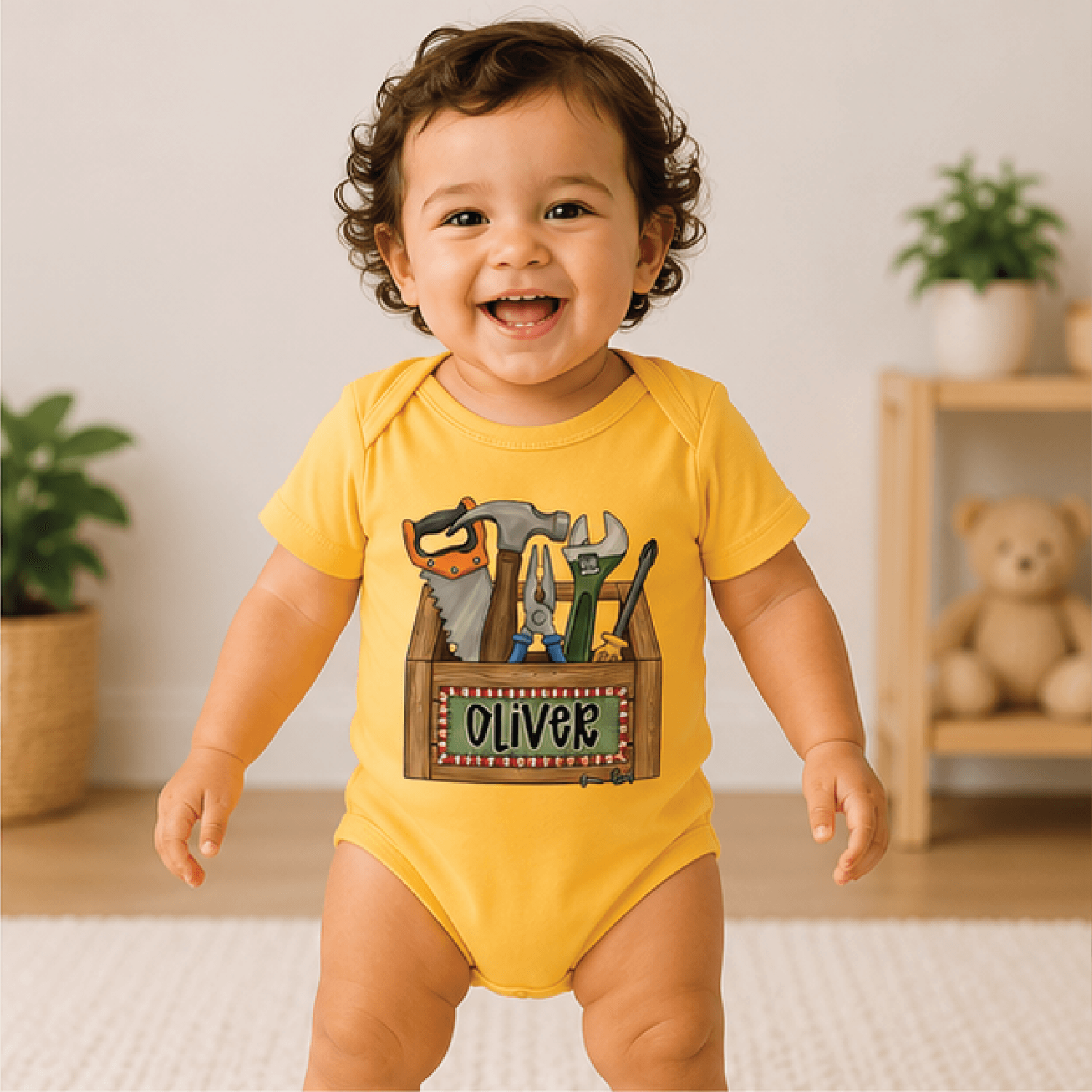 Personalized Toolbox Toddler Shirt Custom Name Tools Kids Tee Little Handyman Shirt Construction Bi 1