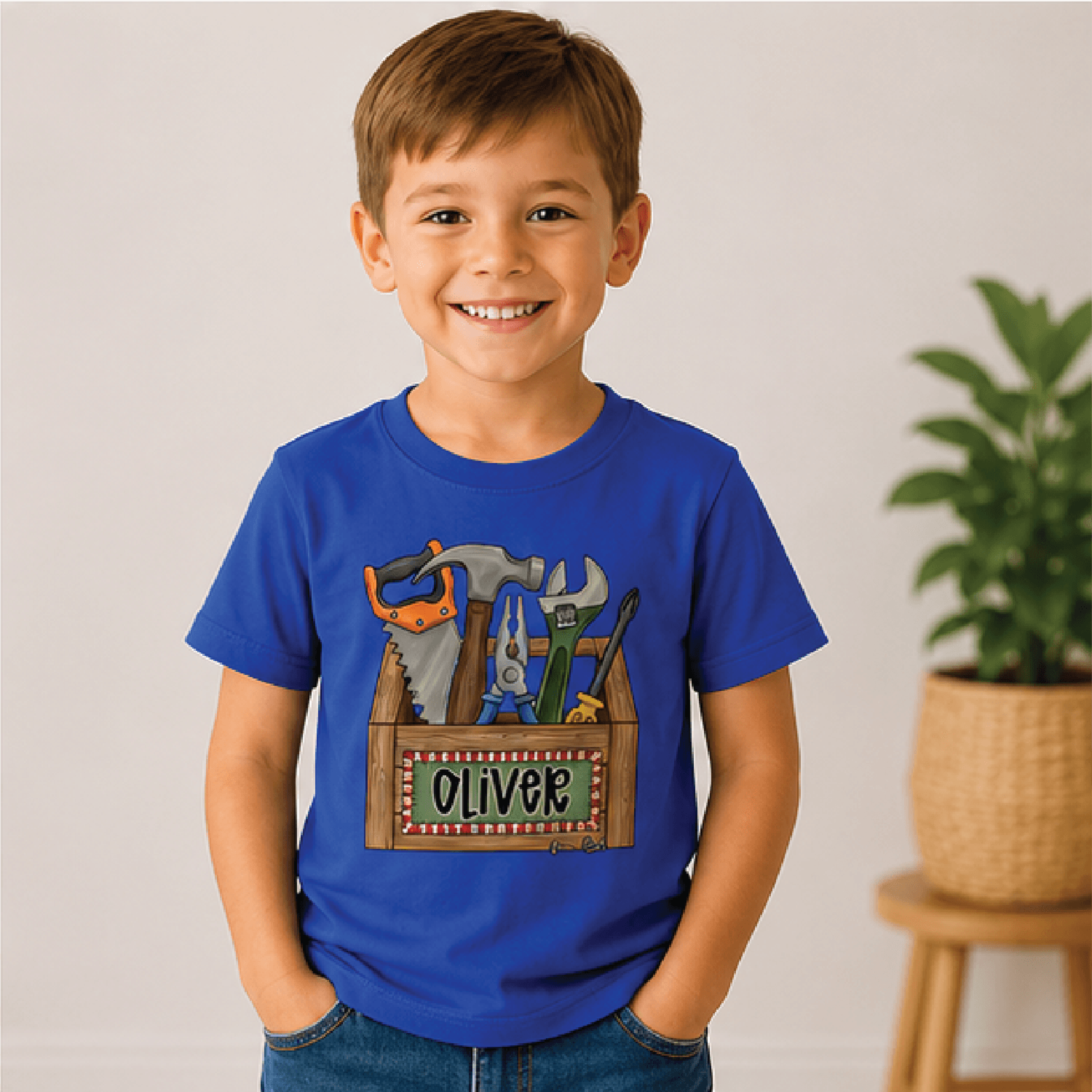 Personalized Toolbox Toddler Shirt Custom Name Tools Kids Tee Little Handyman Shirt Construction Bi 3