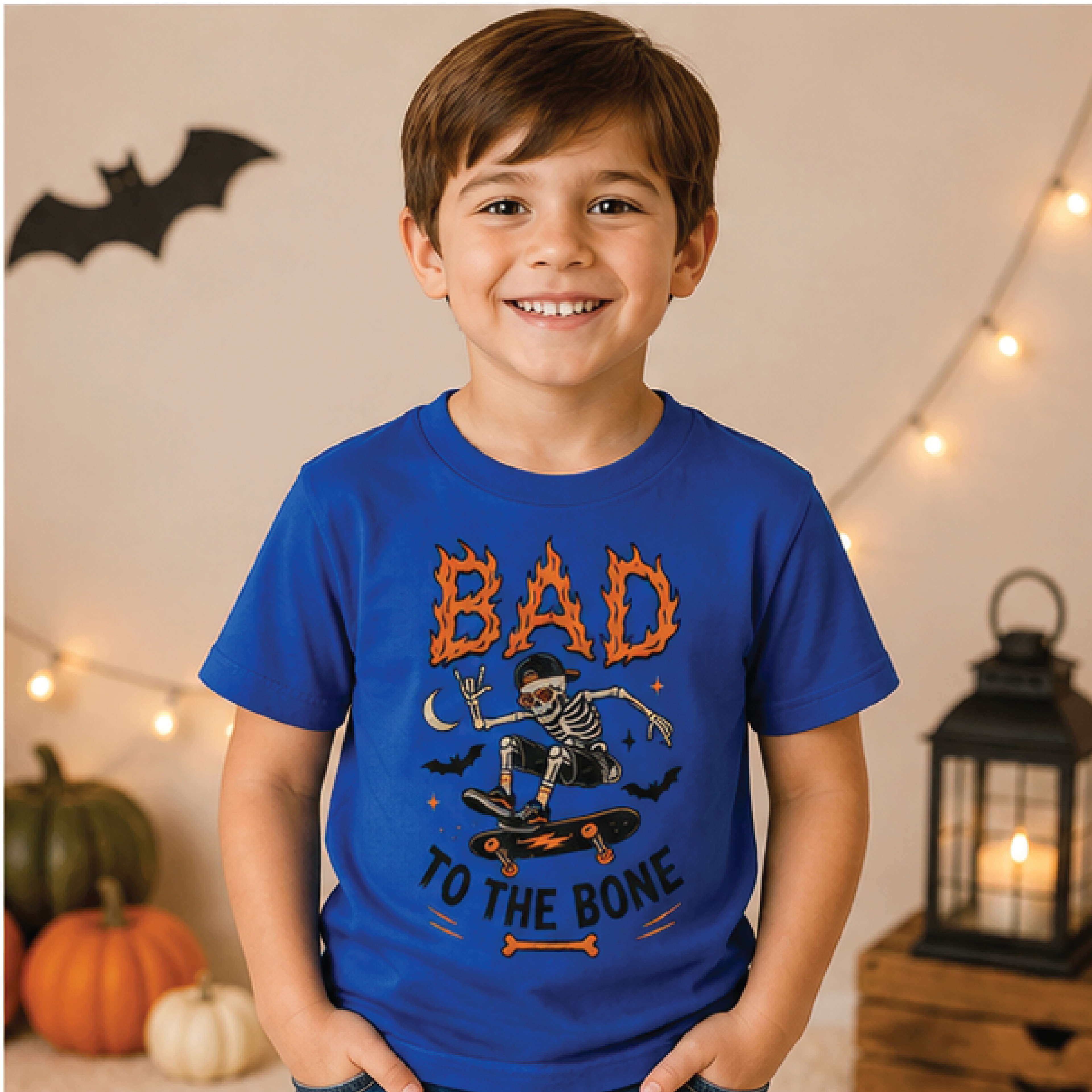 Bad To The Bone Skeleton Kids Shirt Funny Halloween Toddler Tee Spooky Skeleton Shirt Trick Or Trea 3