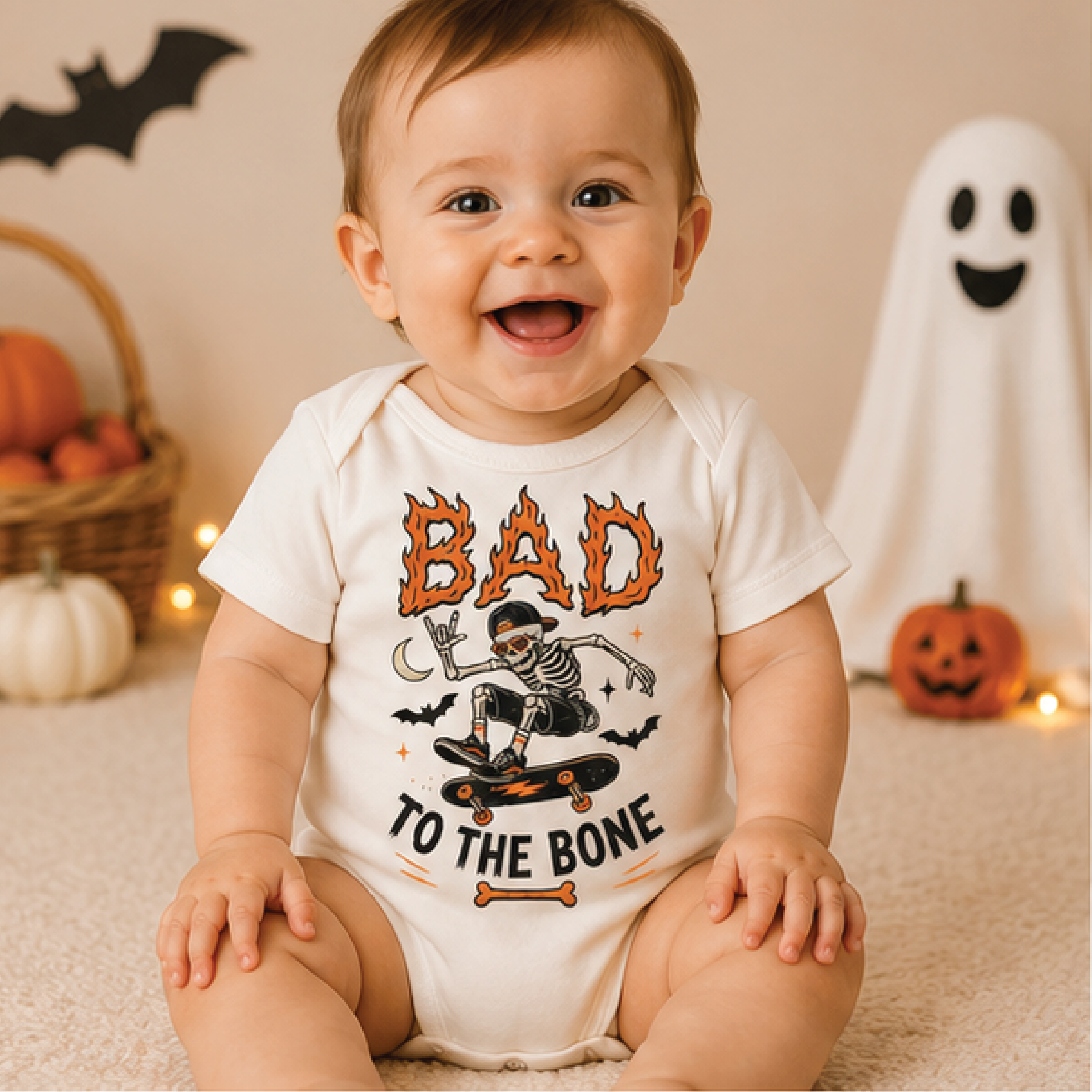 Bad To The Bone Skeleton Kids Shirt Funny Halloween Toddler Tee Spooky Skeleton Shirt Trick Or Trea 0
