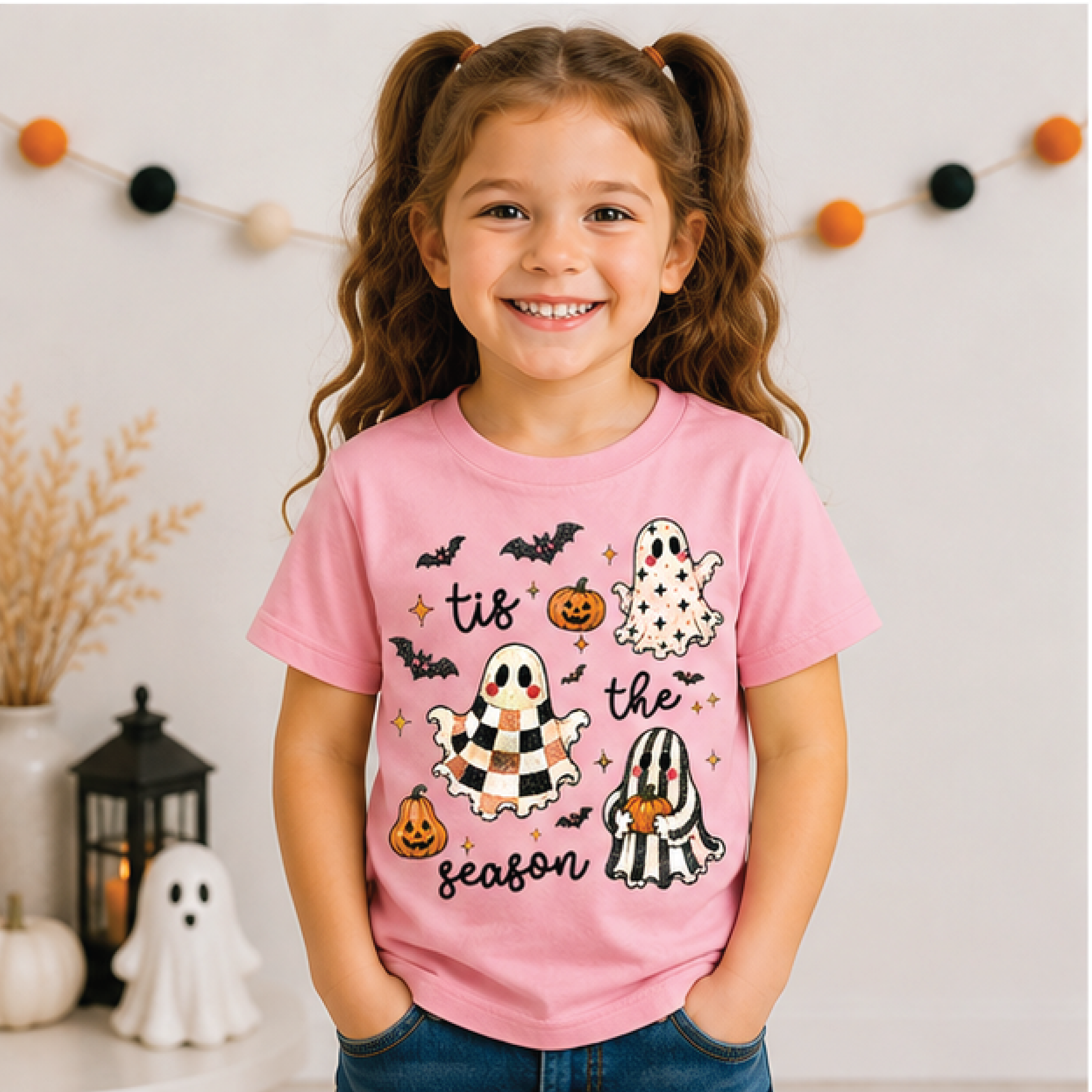 Tis The Season Ghost Kids Shirt Spooky Halloween Toddler Tee Cute Ghost Pumpkin Fall Shirt Trick Or 2