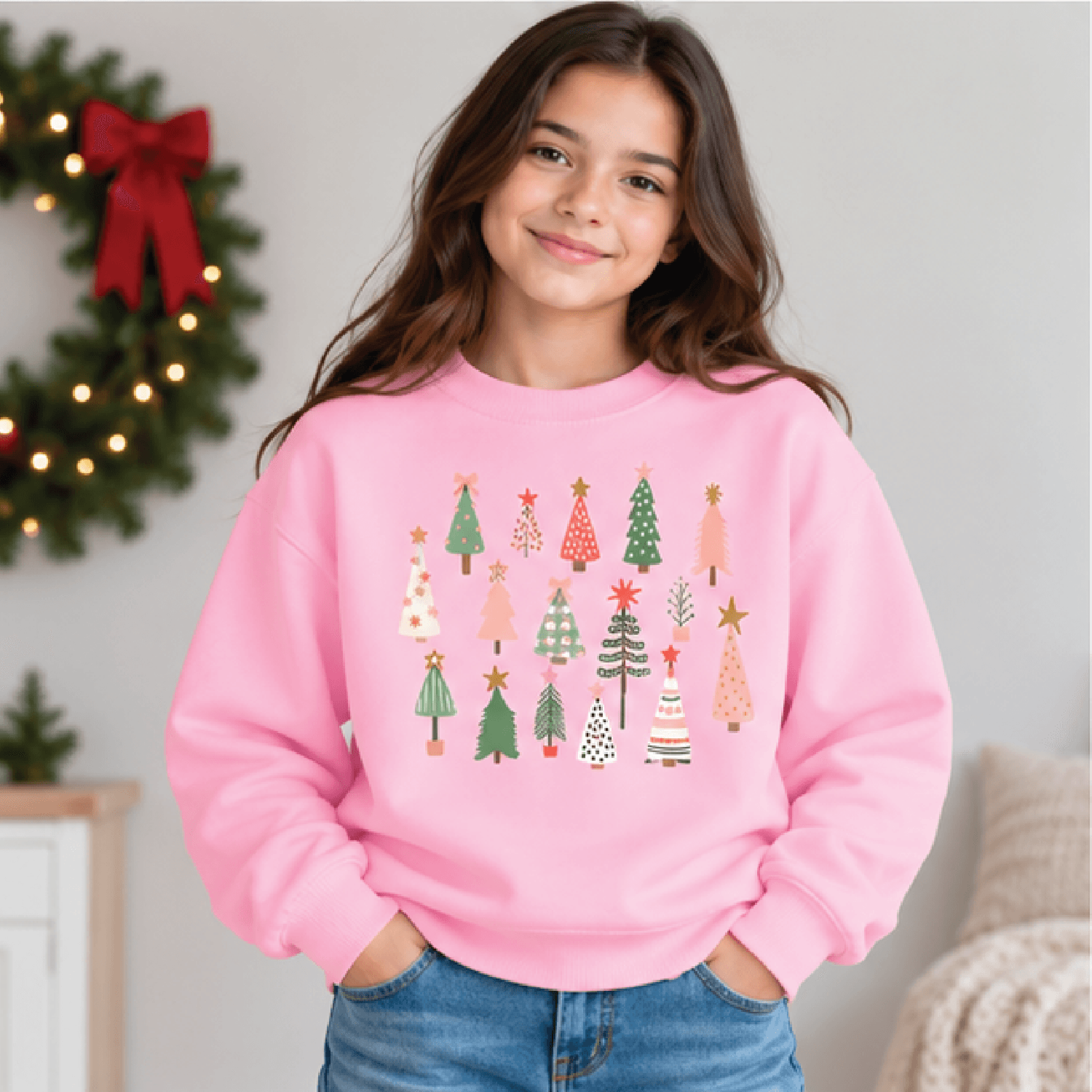 Christmas Tree Sweatshirt Kids Holiday Crewneck Youth Retro Xmas Sweater Festive Winter Christmas G 2