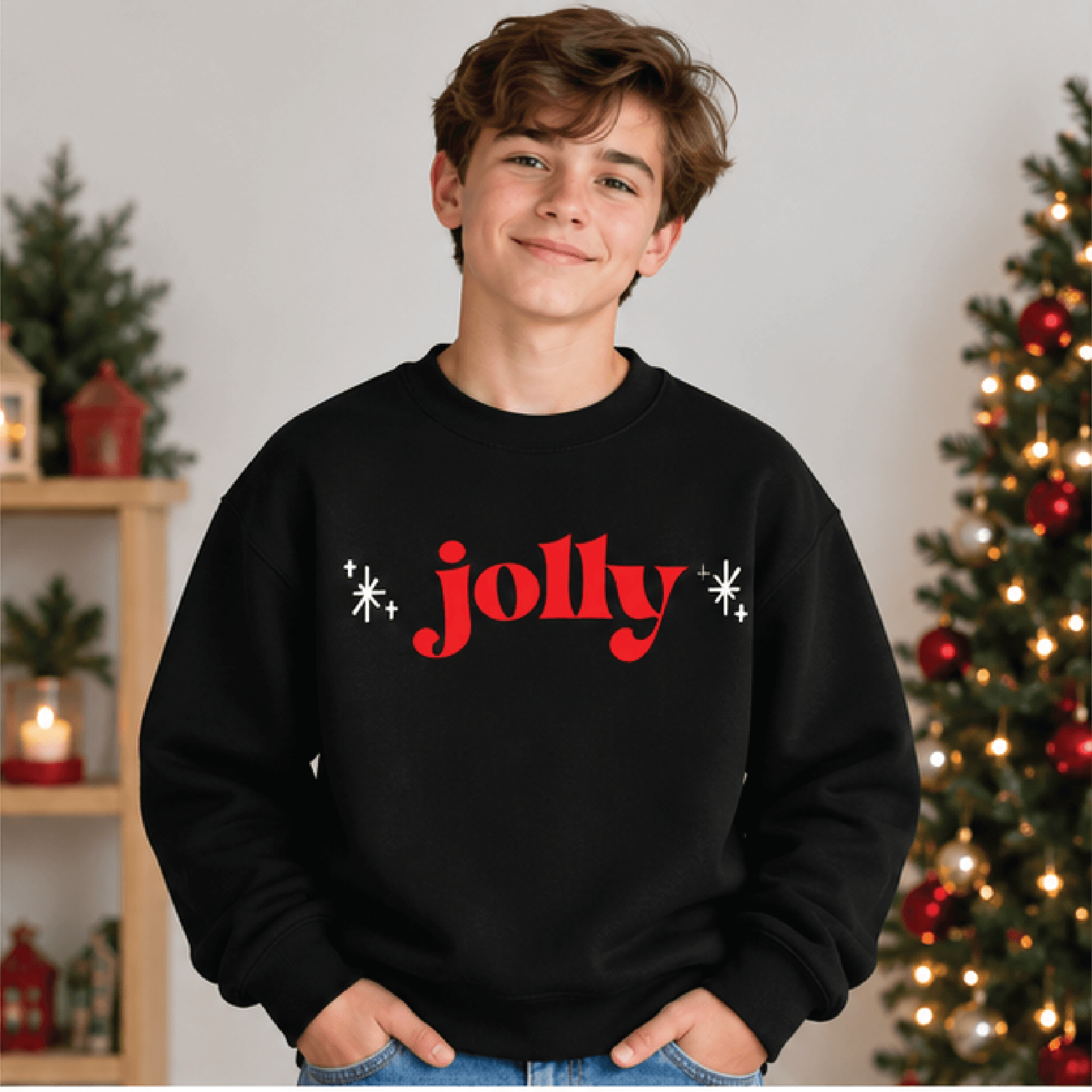 Pink Santa Christmas Sweatshirt Kids Retro Holiday Crewneck Youth Vintage Xmas Sweater Cute Festive