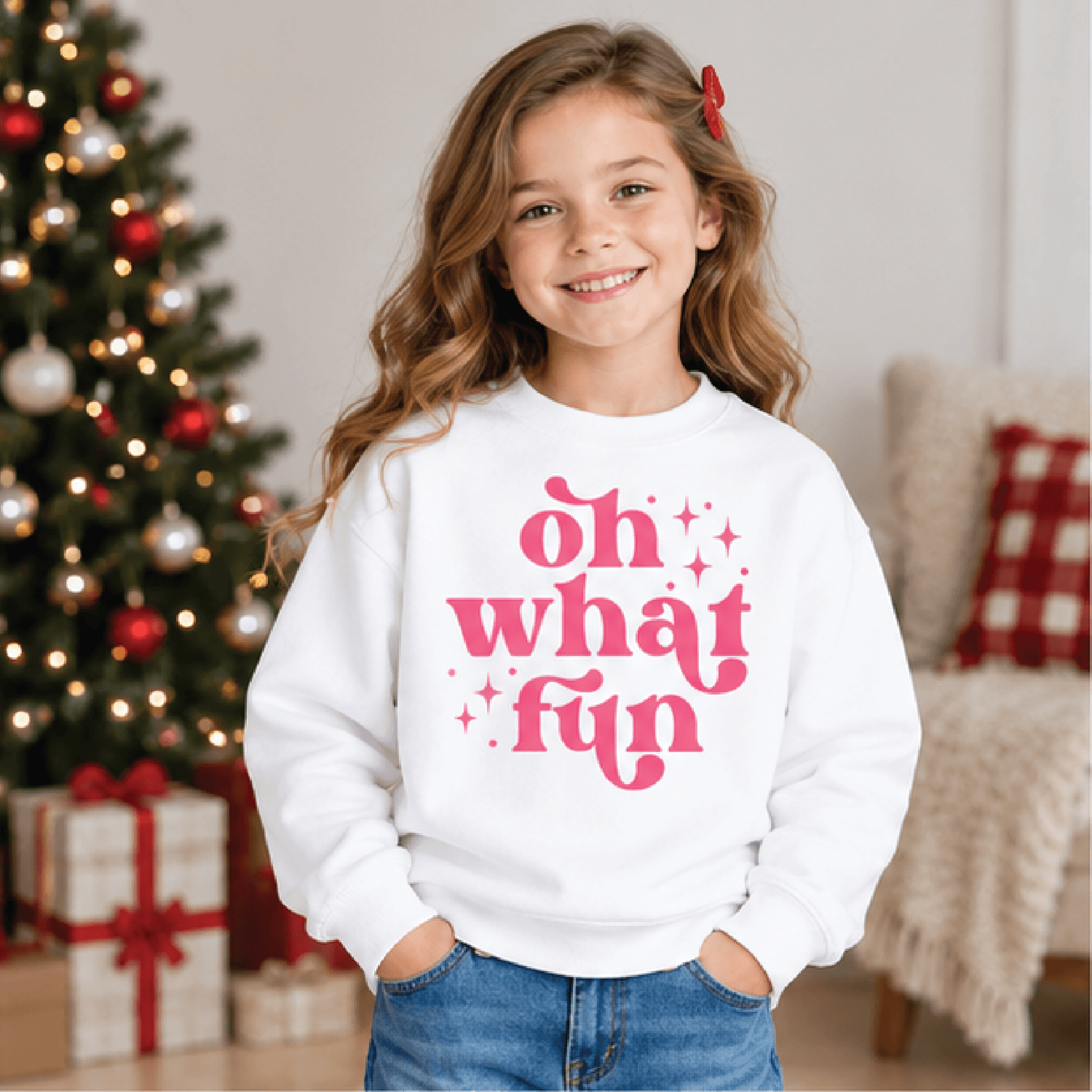 Oh What Fun Christmas Sweatshirt Kids Holiday Crewneck Youth Retro Xmas Sweater Cute Festive Winter 0