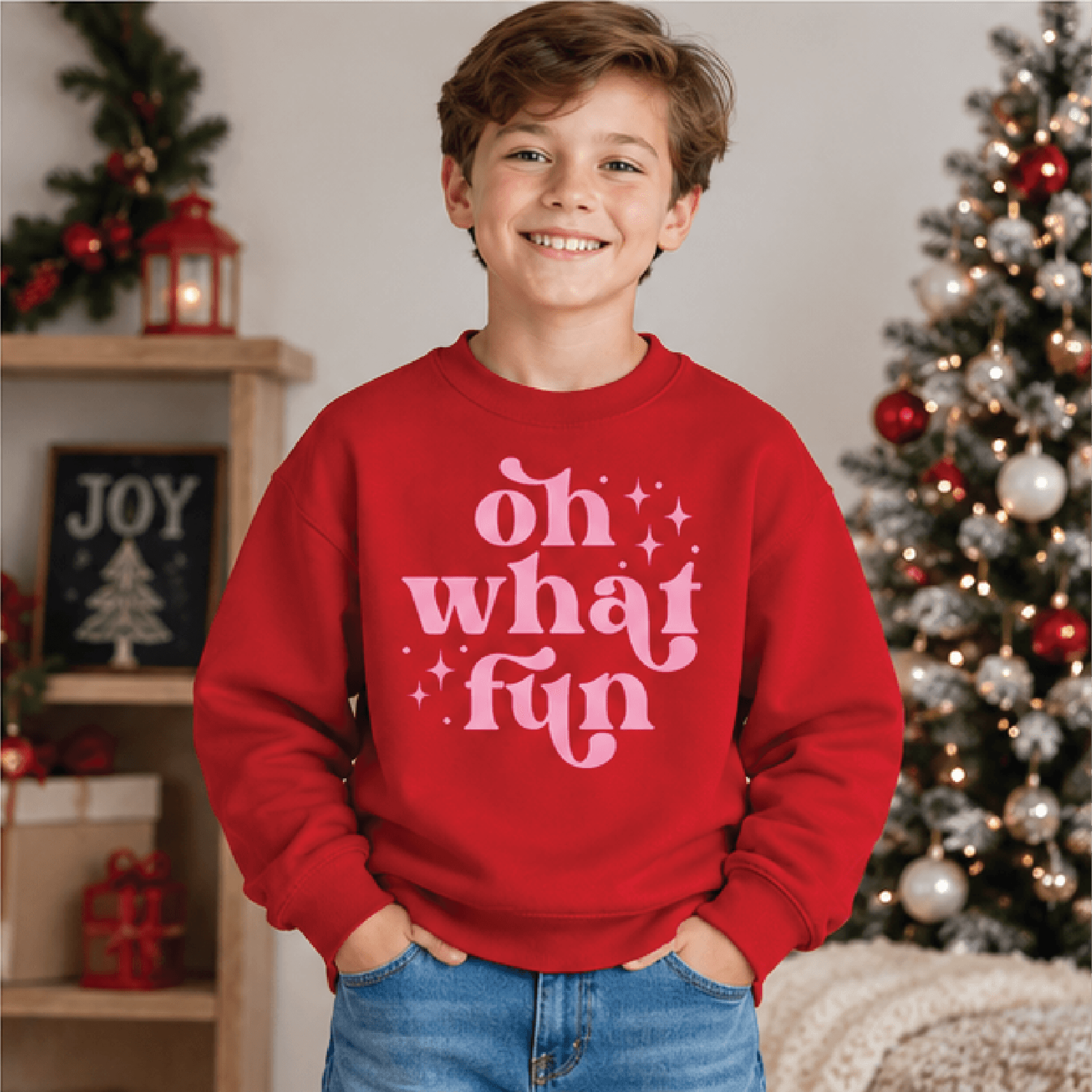 Oh What Fun Christmas Sweatshirt Kids Holiday Crewneck Youth Retro Xmas Sweater Cute Festive Winter 3