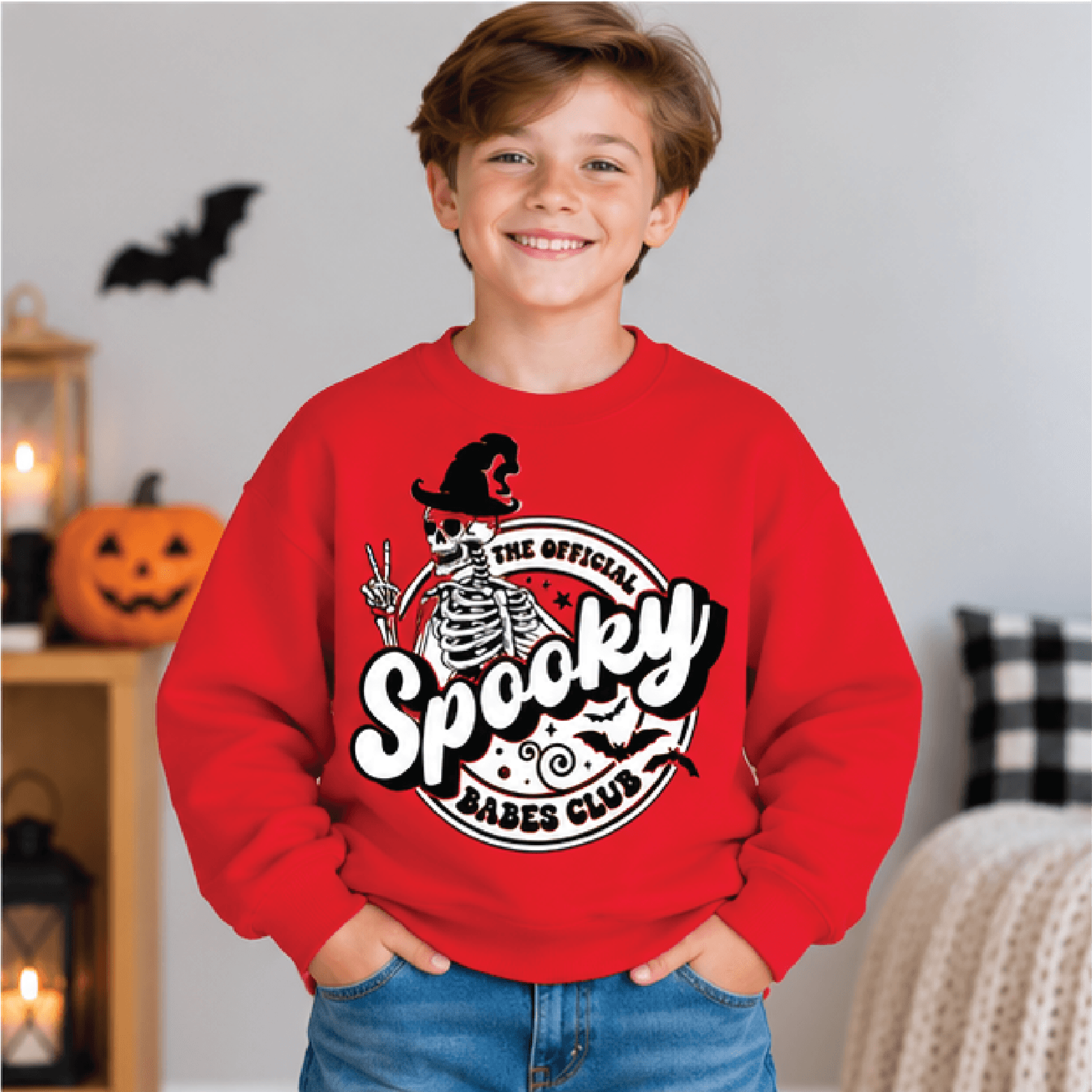Spooky Babes Club Halloween Sweatshirt Kids Ghost Crewneck Youth Spooky Season Sweater Cute Retro H 3