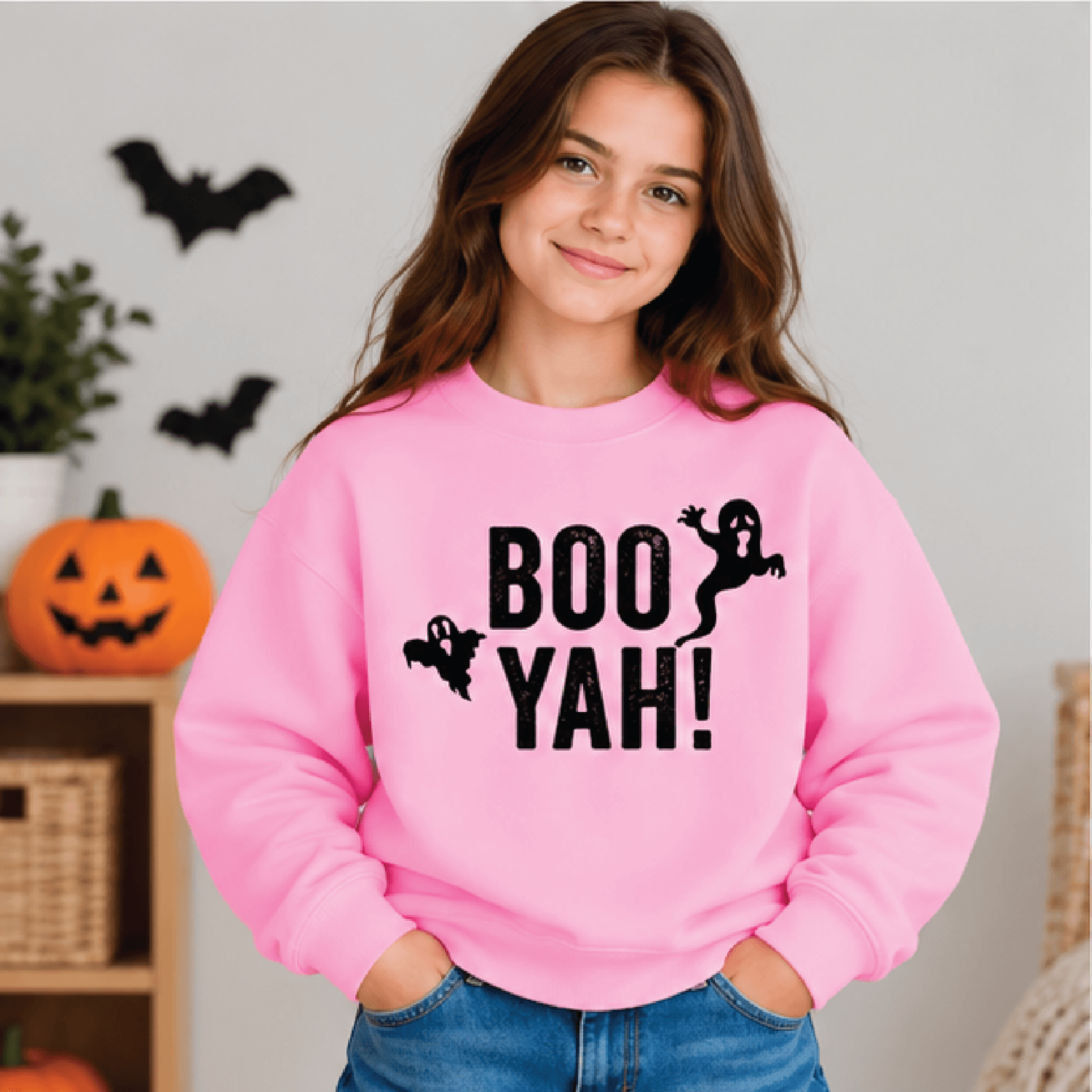 Boo Yah Halloween Sweatshirt Kids Youth Unisex Ghost Crewneck Cute Spooky Boo Sweater Trick Or Trea 2
