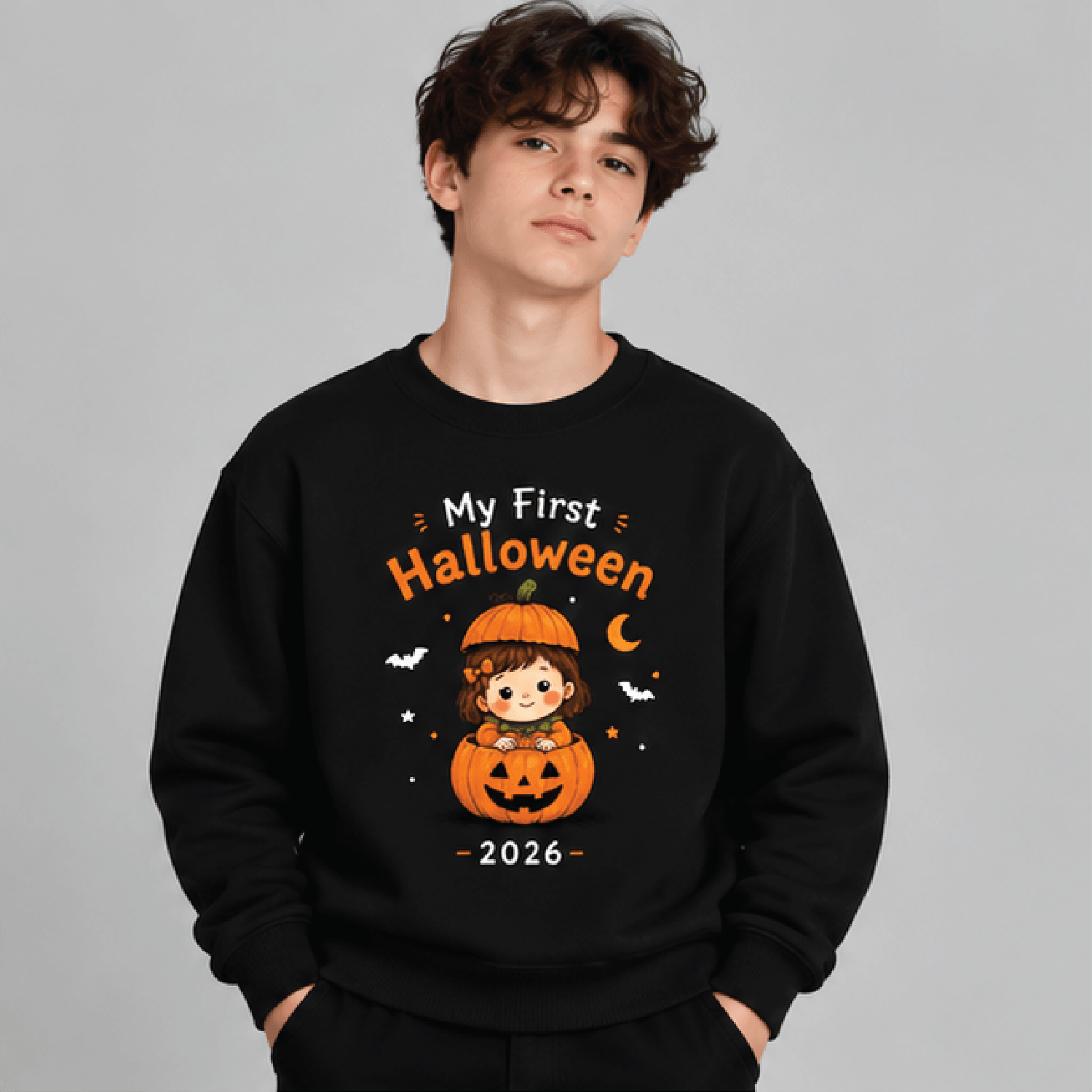 My First Halloween 2026 Sweatshirt Kids Youth Unisex Pumpkin Crewneck Cute Jack O Lantern Spooky Fa 1