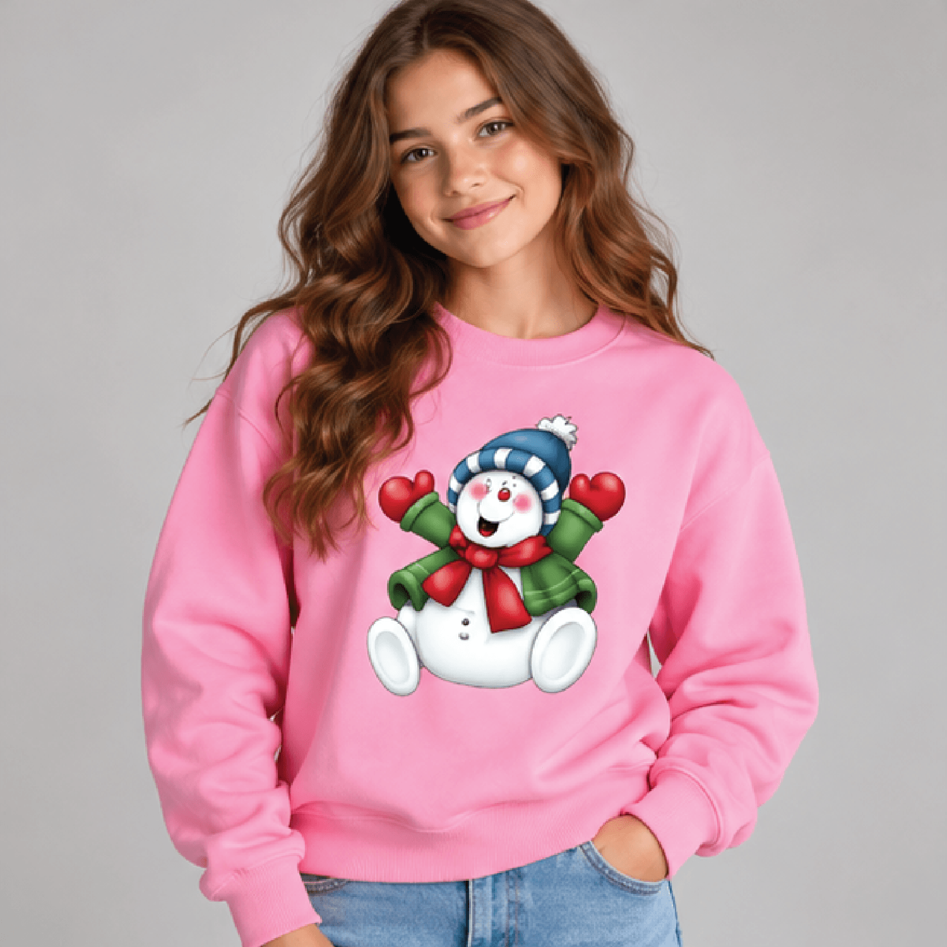 Cute Snowman Christmas Sweatshirt Kids Youth Unisex Winter Crewneck Happy Holiday Snowman Festive S 2