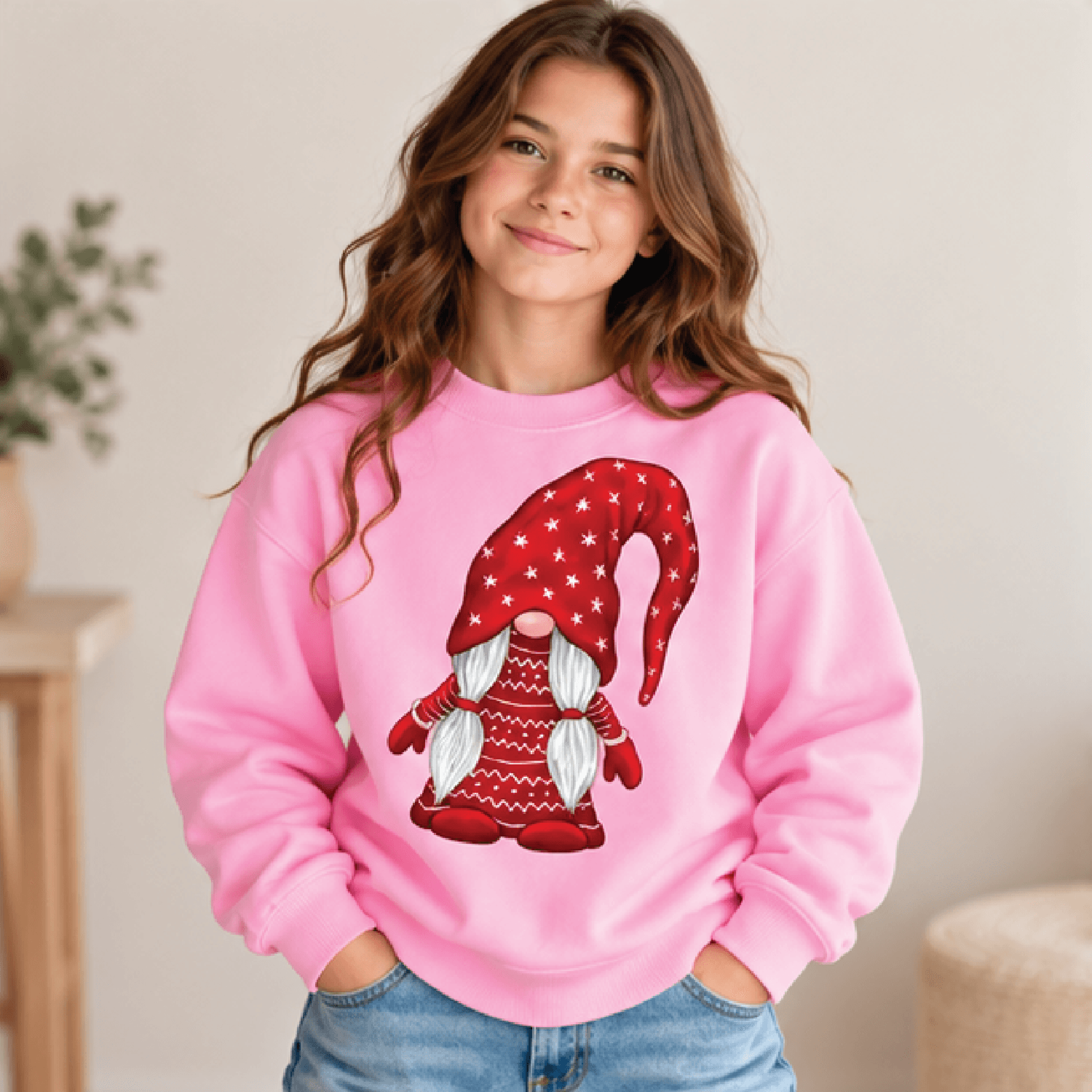 Nordic Christmas Gnome Sweatshirt Kids Youth Unisex Red Gnome Crewneck Scandinavian Holiday Winter  2