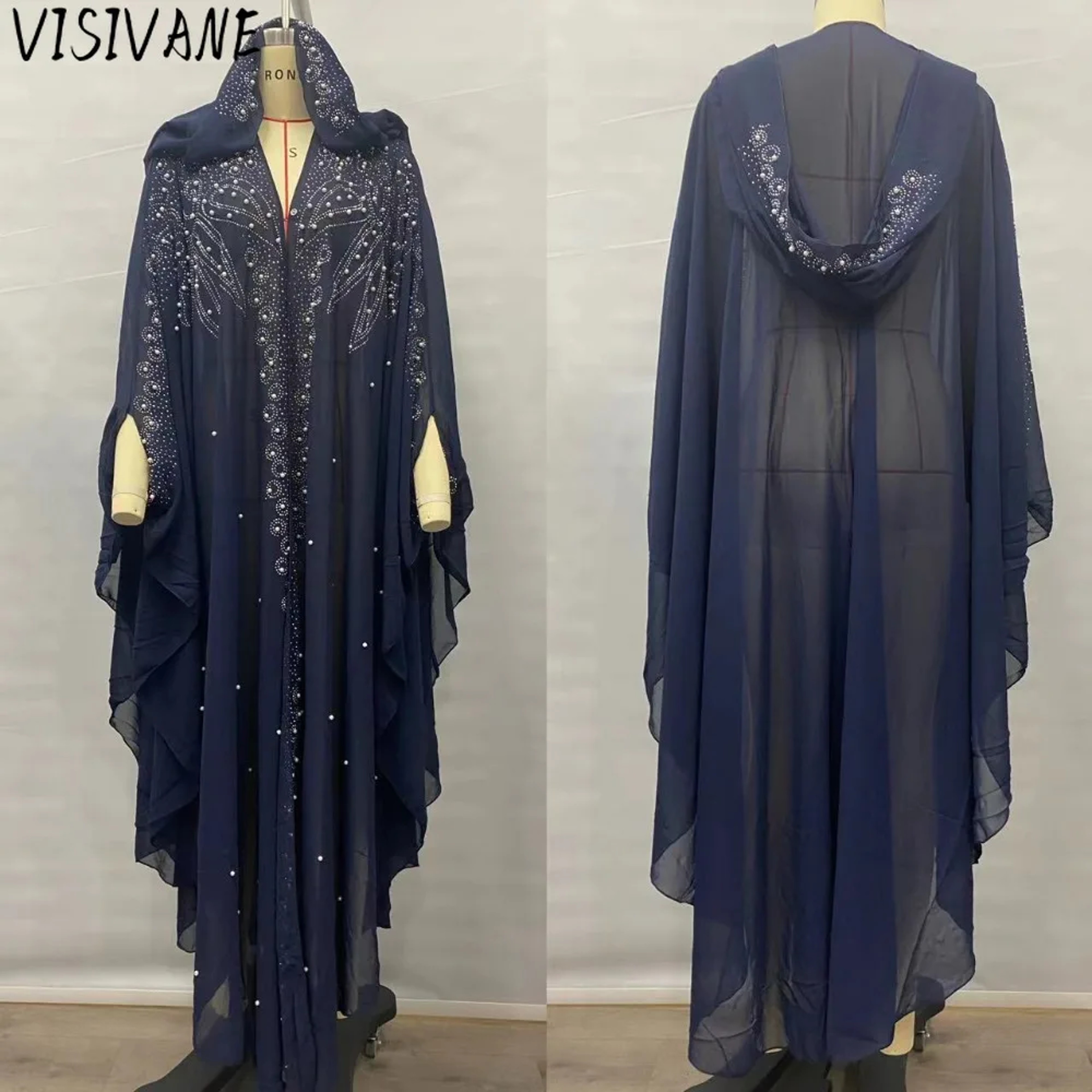 Vintage Thin Hooded Cloak Women Clothing Cape Dress Fashion Ponchos Coats  Jackets With Bling Diamo 1