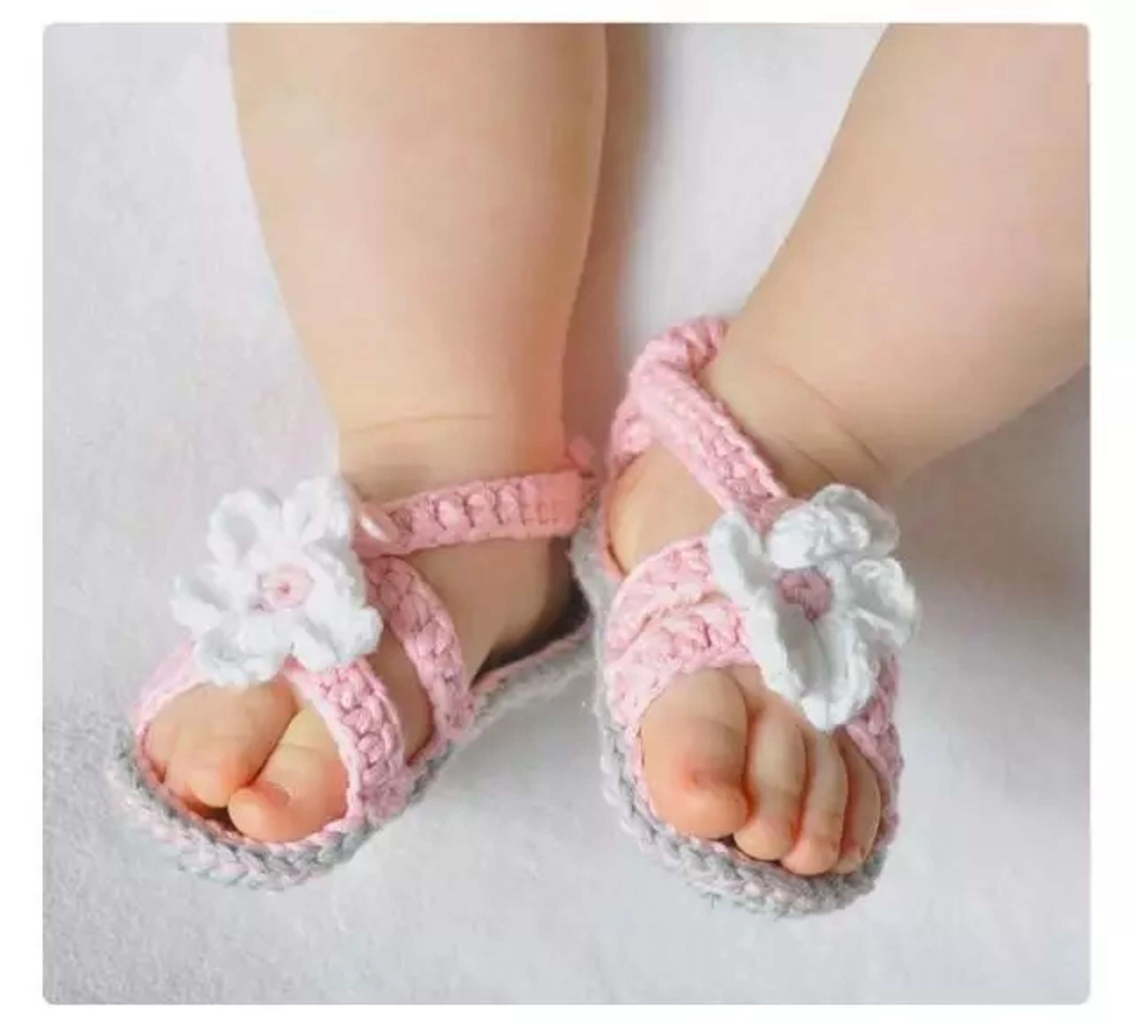 Handmade Crochet Baby Flip Flop Sandals, Summer Baby Sandals with Puff Flowers, Cute Crochet Baby Sandals – view 5