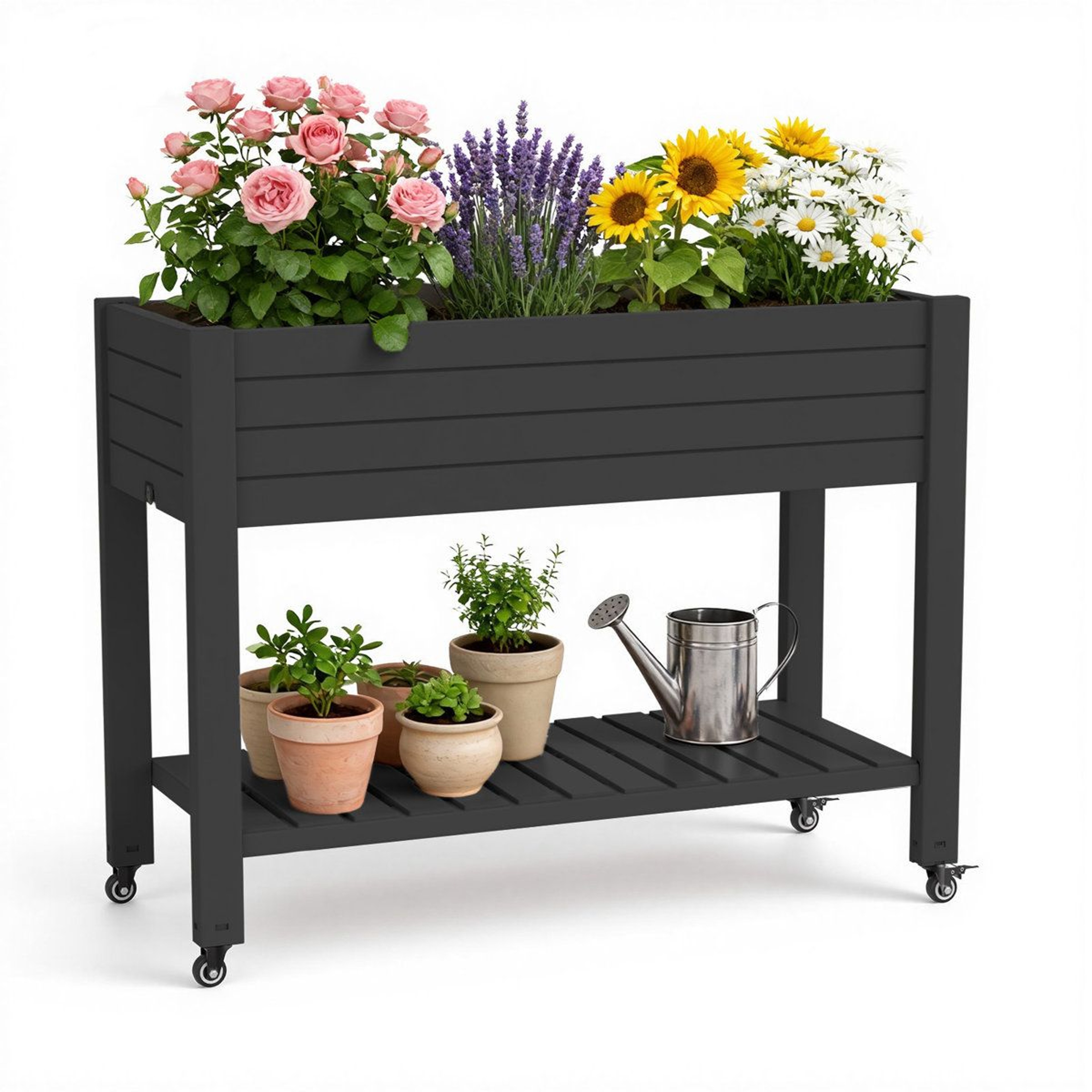 Gramercie 43 Inch Self Watering Elevated Garden Bed With Wheels 2
