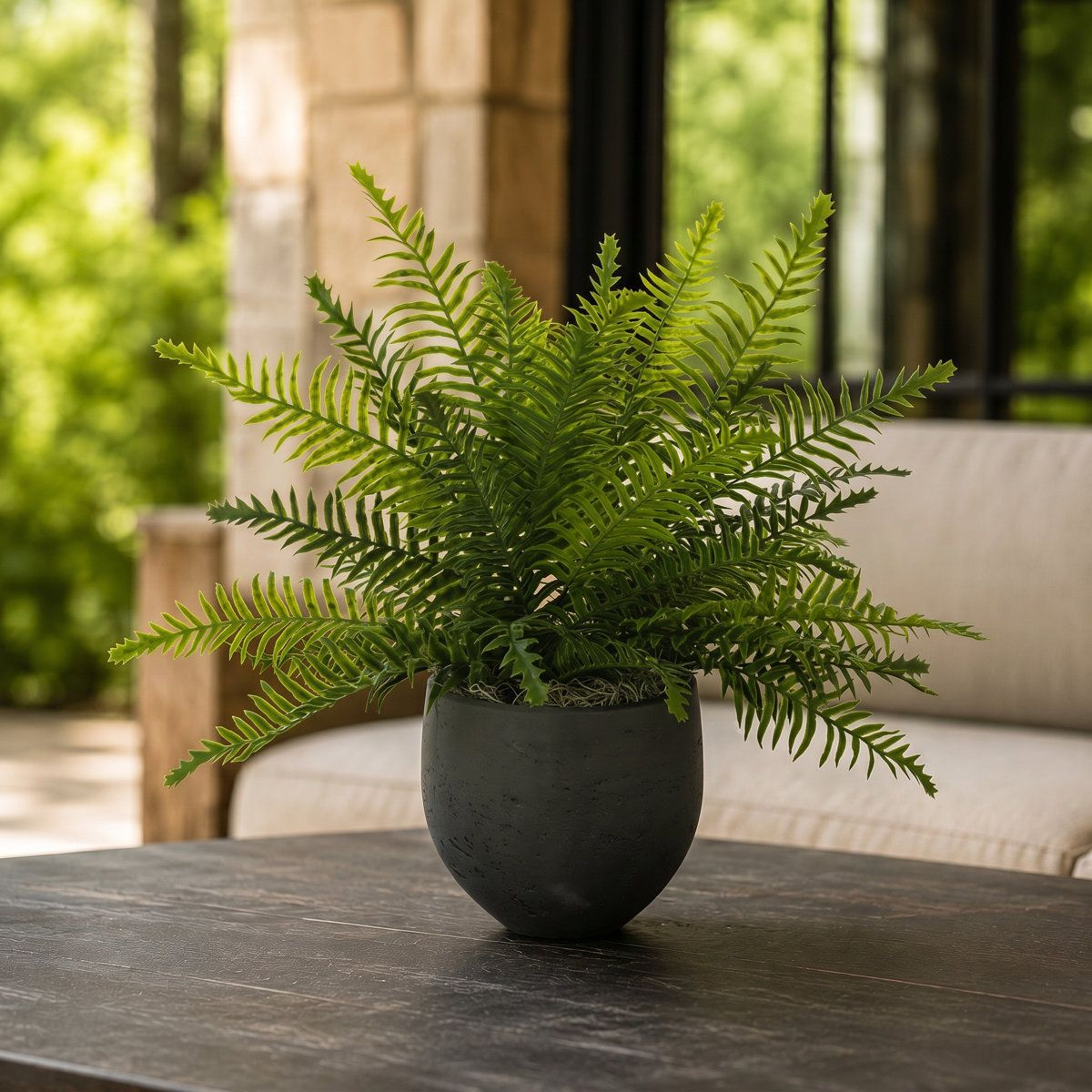 Kenley UV Resistant Artificial Fern In Fiberstone Pot 0