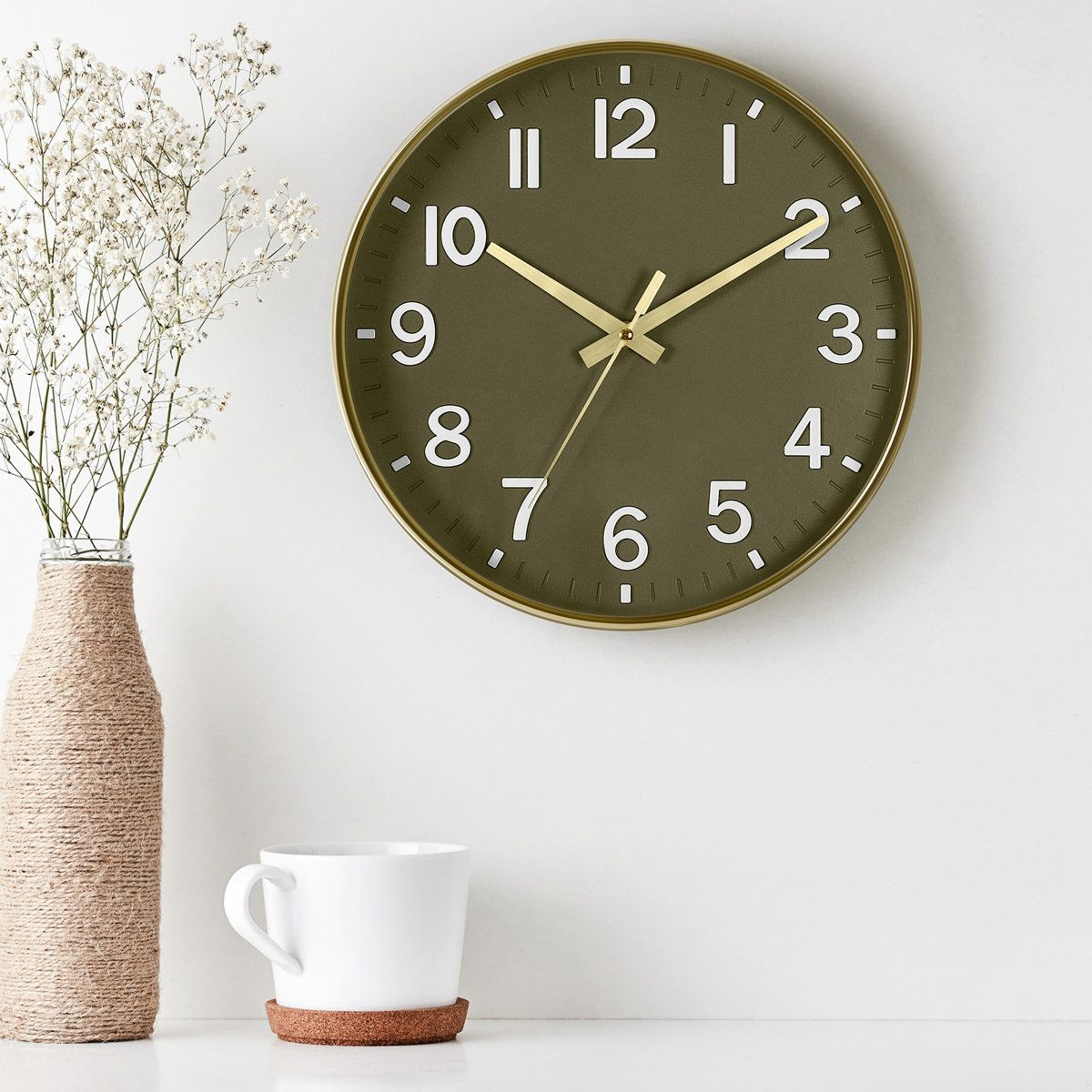 Karls 12 Inch Olive Green Silent Wall Clock 5